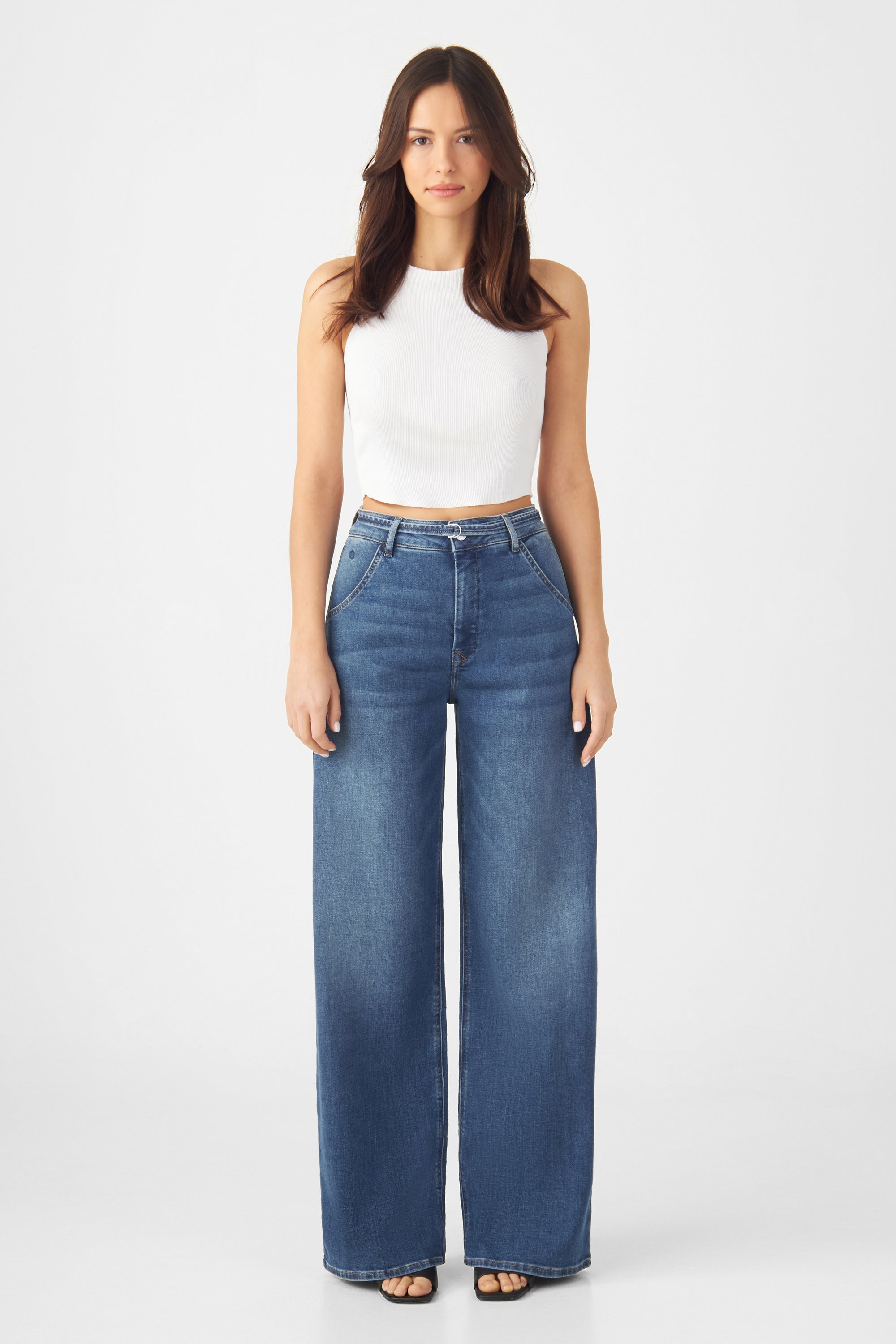 Blue BLINK High Waist Wide Jeans made from organic cotton by Dawn Denim