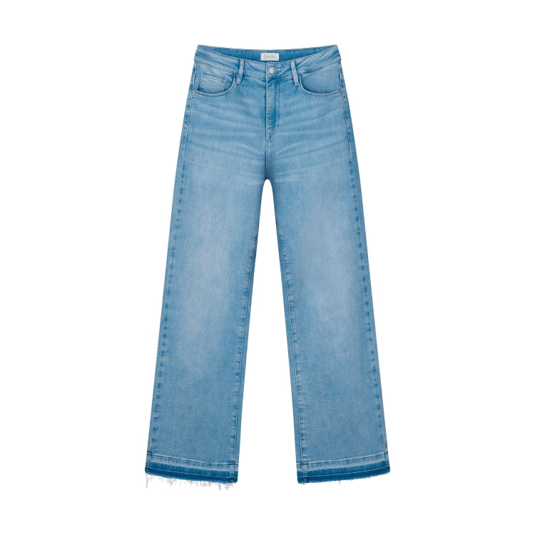 Light blue DEW Flared jeans made from organic cotton by Dawn Denim