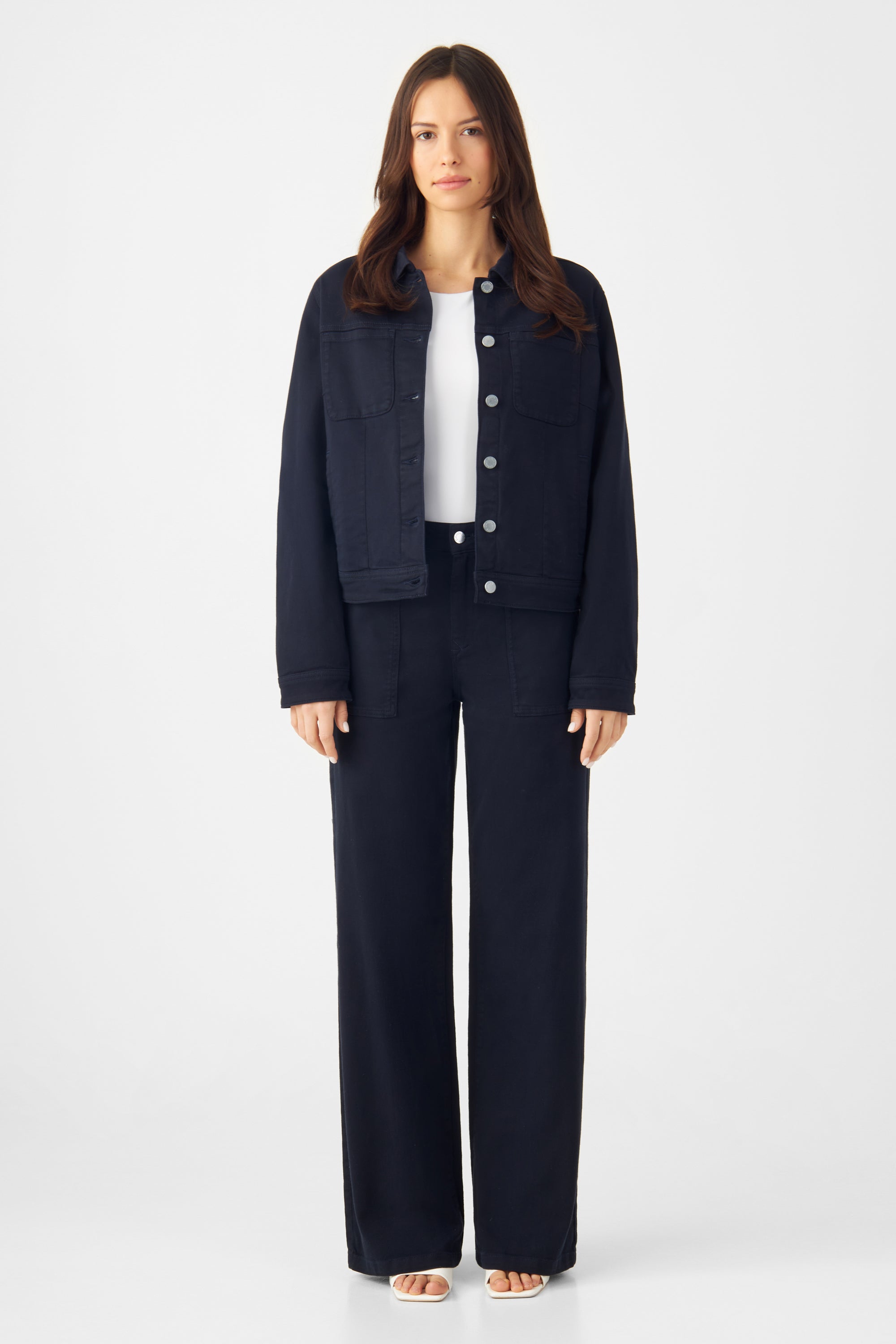 Dark blue DEW Flared jeans made from organic cotton by Dawn Denim