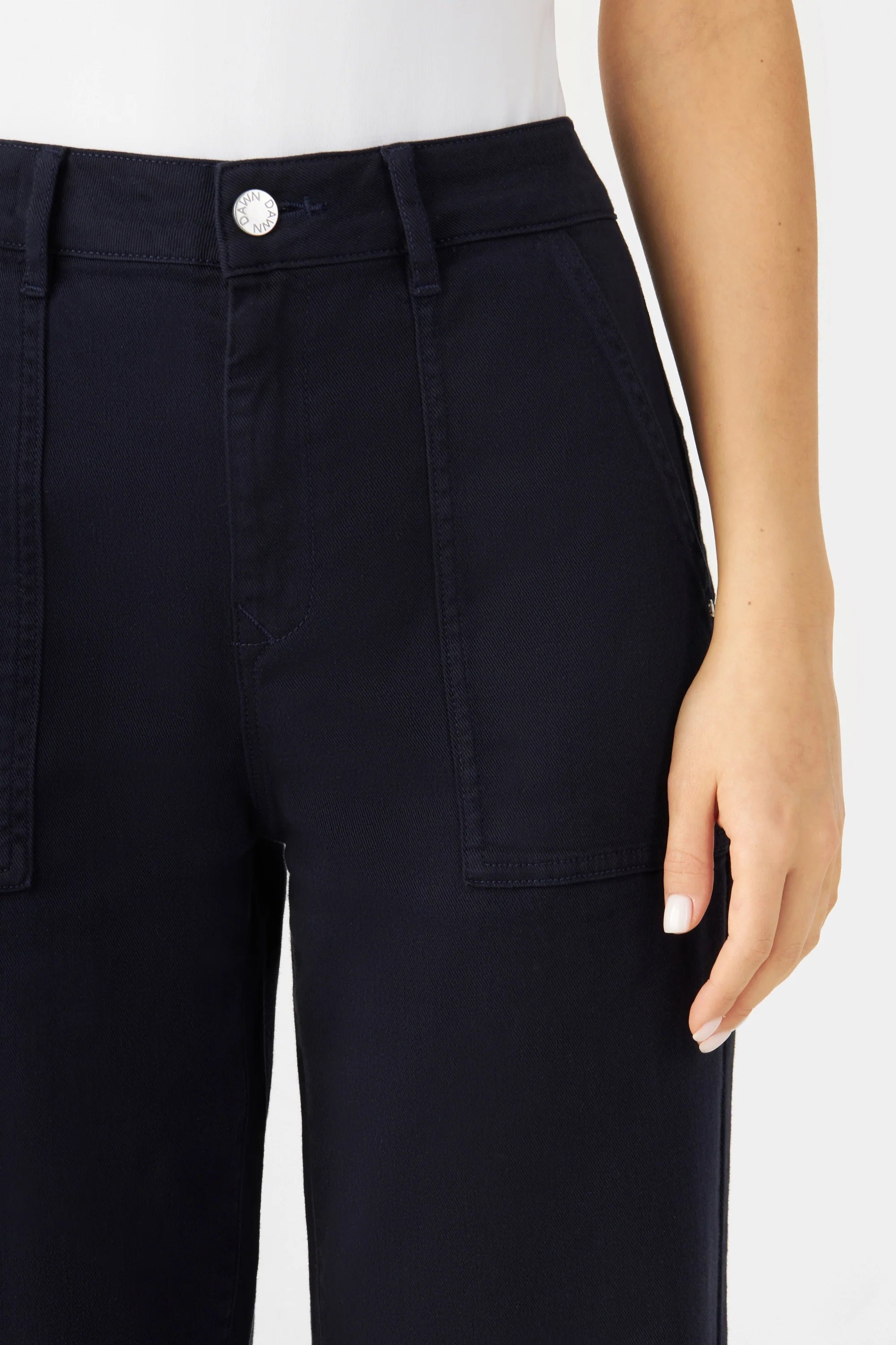 Dark blue DEW Flared jeans made from organic cotton by Dawn Denim