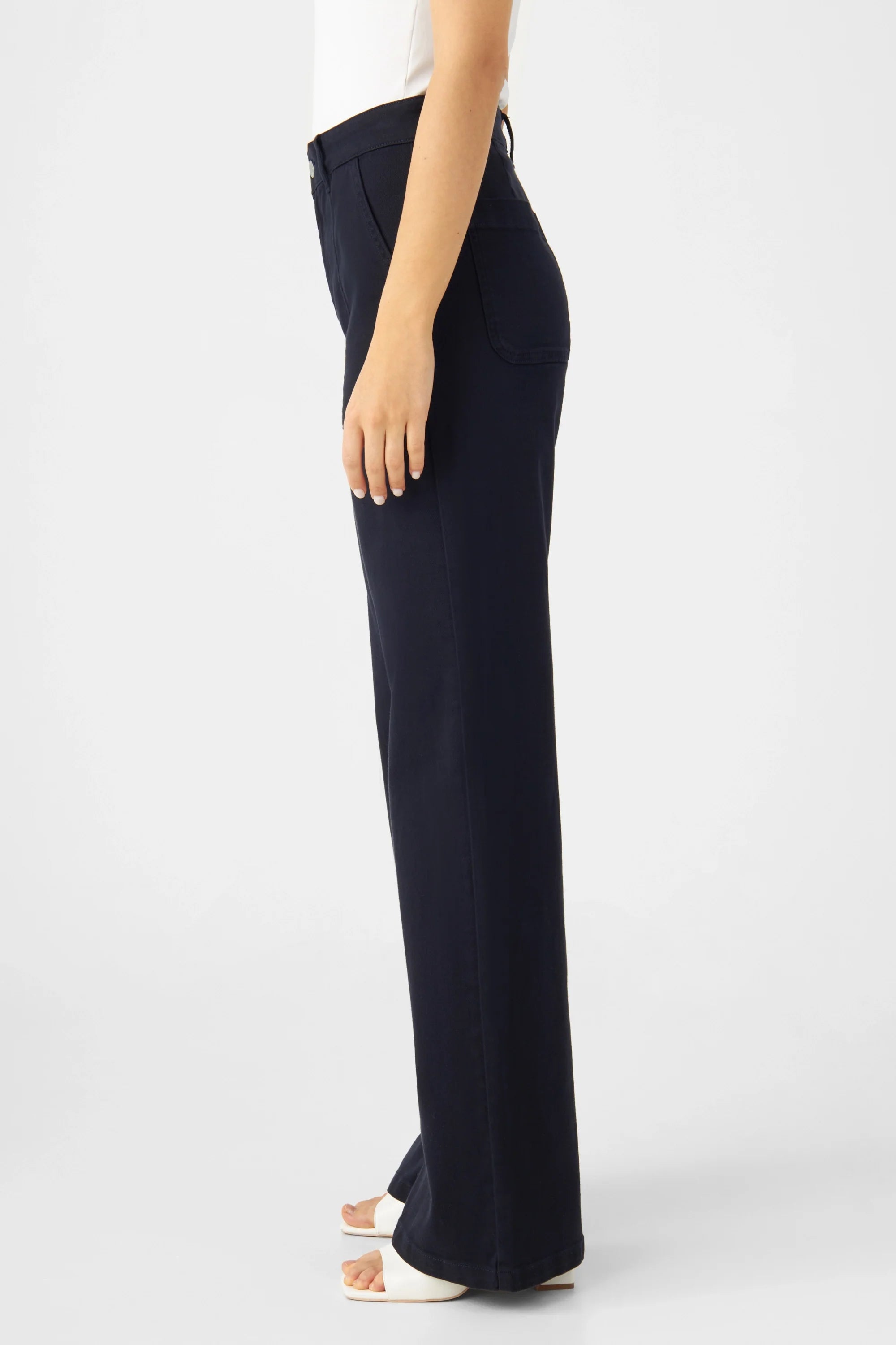 Dark blue DEW Flared jeans made from organic cotton by Dawn Denim
