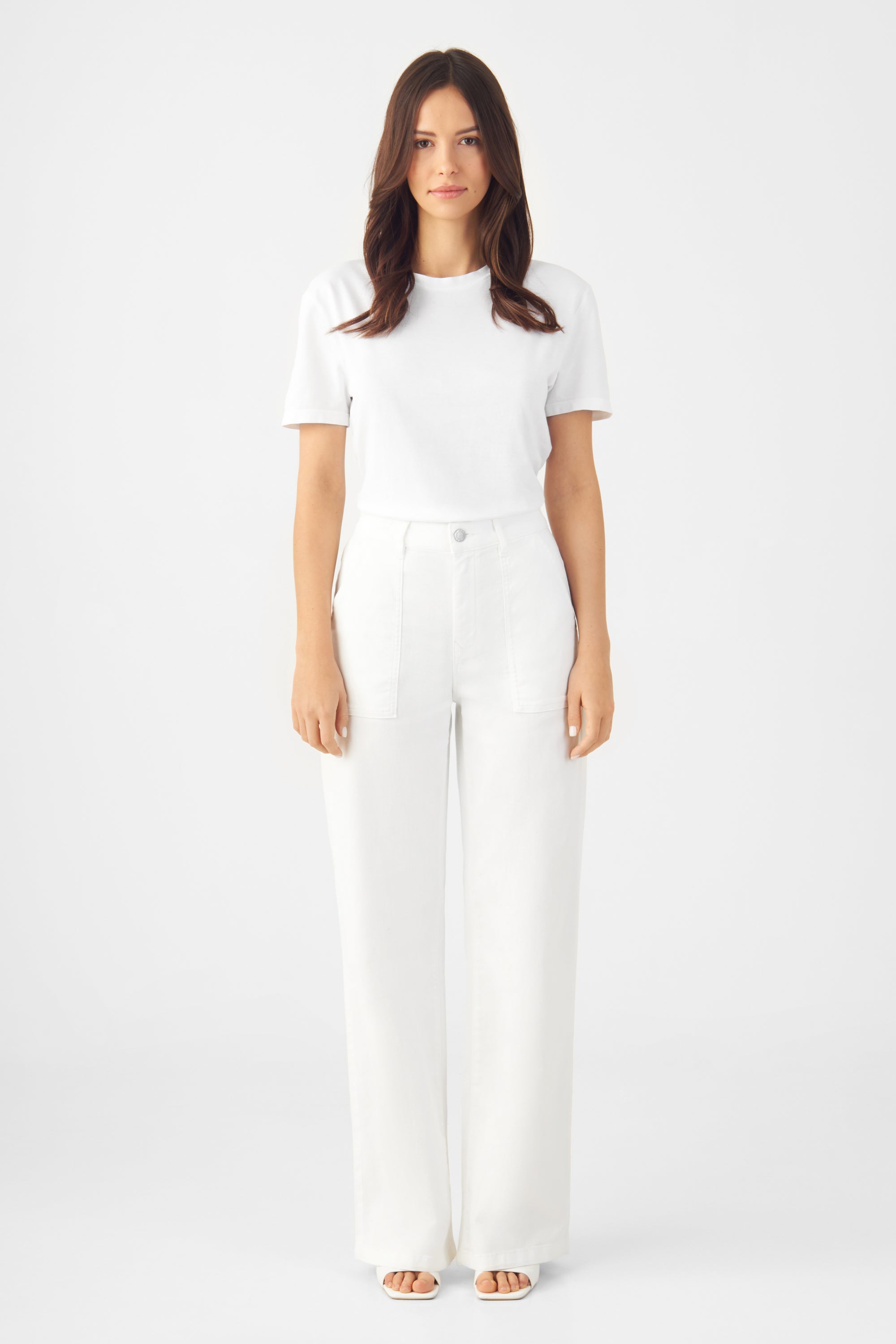 White DEW Flared jeans made from organic cotton by Dawn Denim