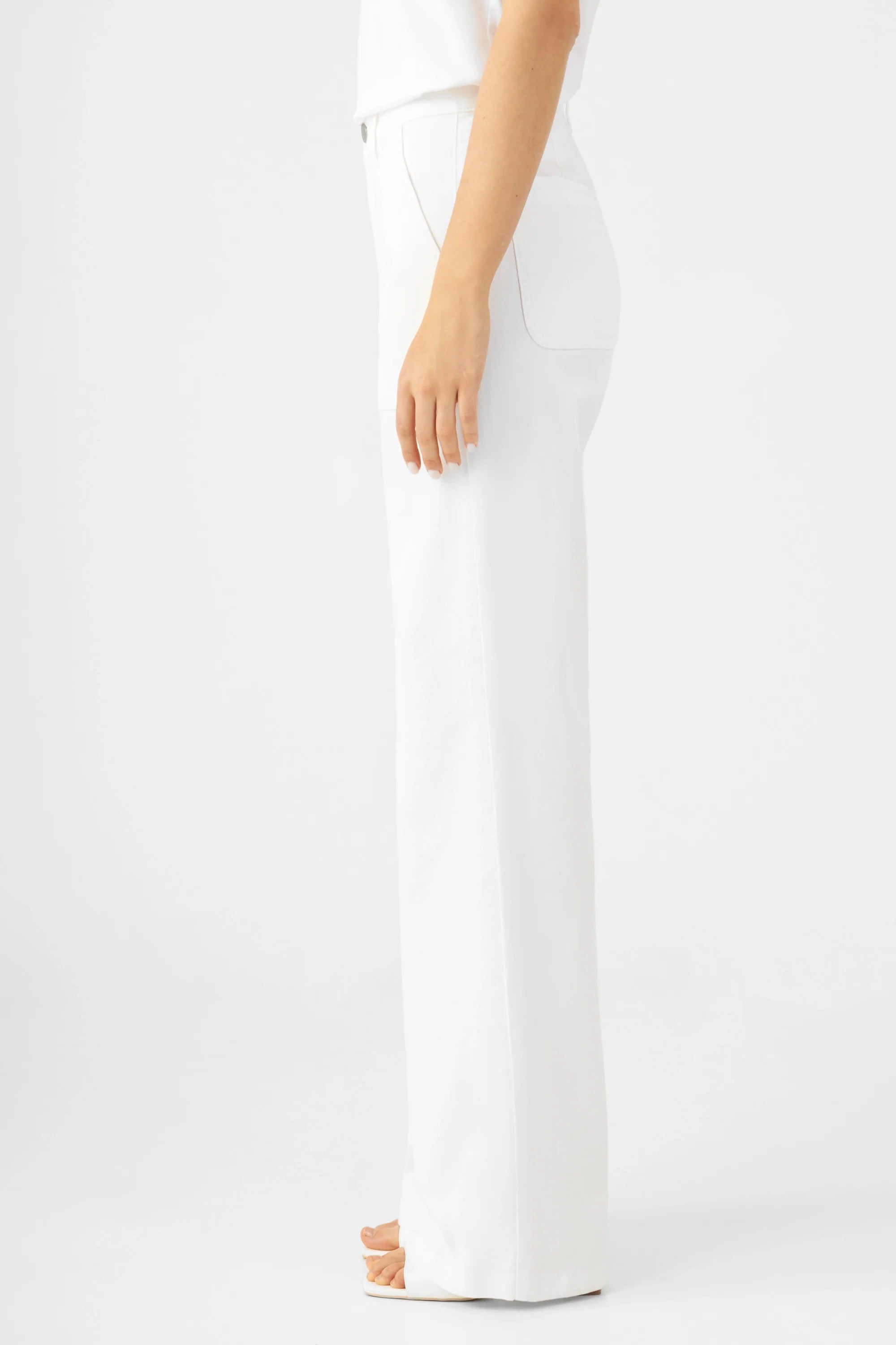 White DEW Flared jeans made from organic cotton by Dawn Denim