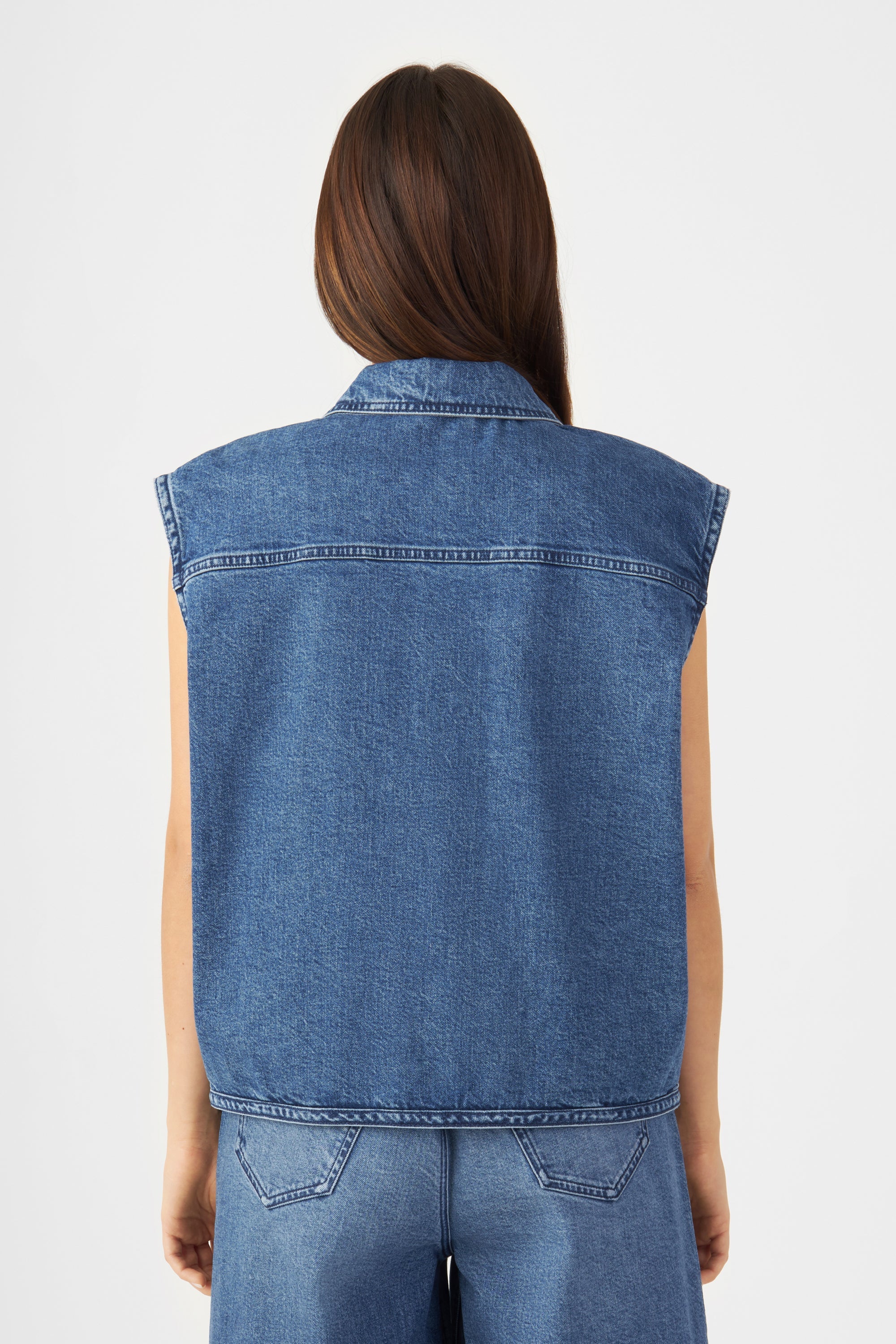 Blue denim vest LUNAR made of organic cotton by Dawn Denim