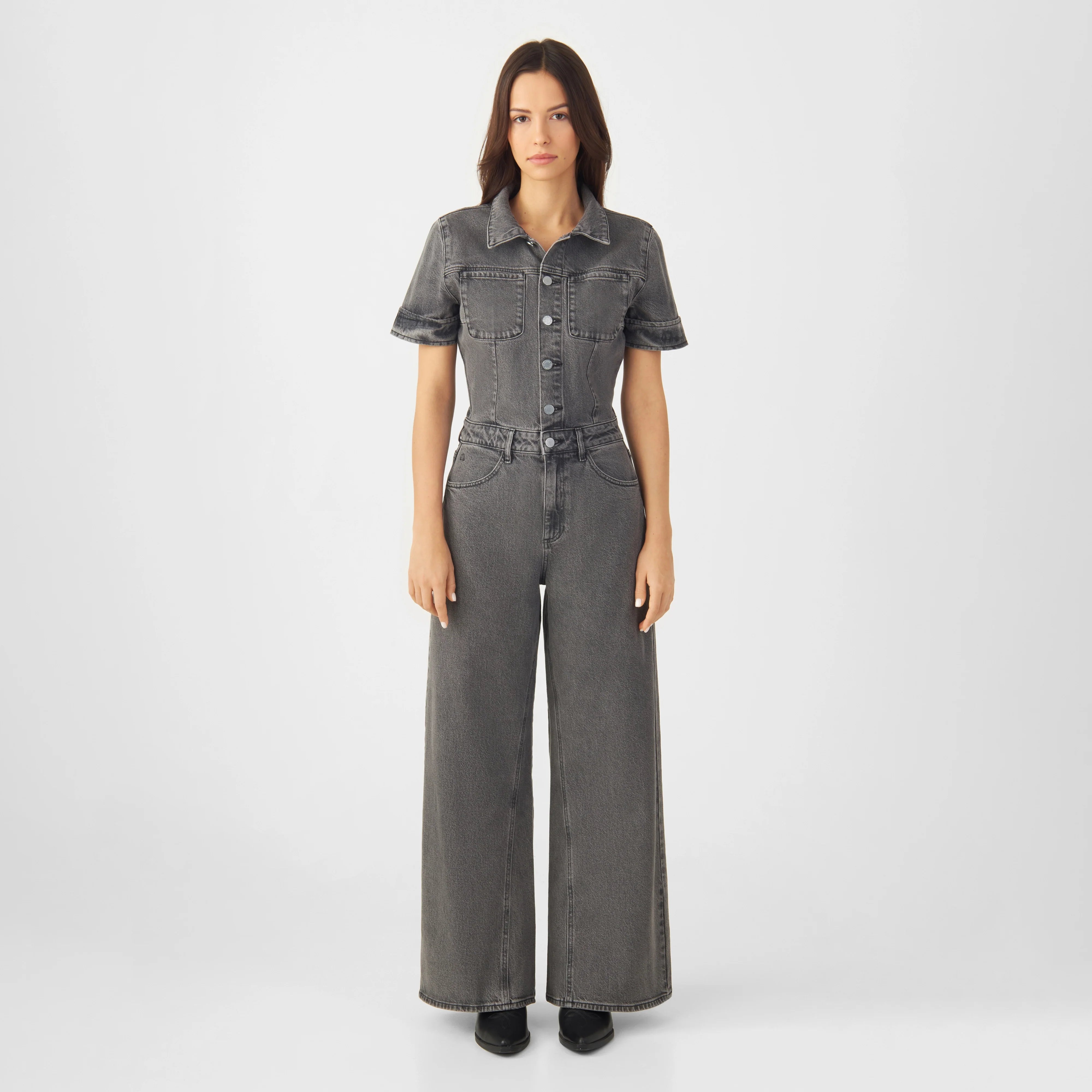 Dark grey denim jumpsuit TWITTER made of organic cotton by Dawn Denim
