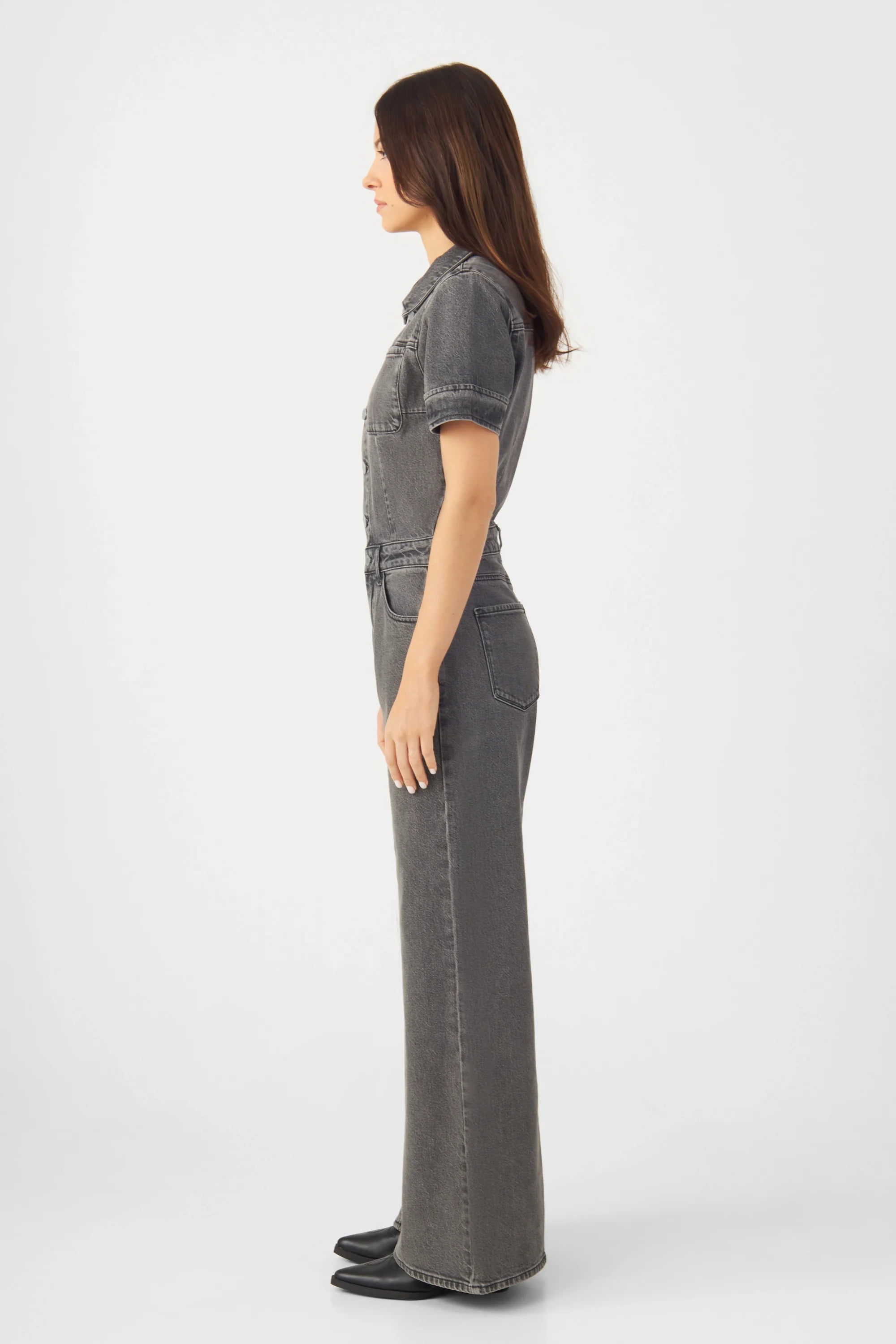 Dark grey denim jumpsuit TWITTER made of organic cotton by Dawn Denim
