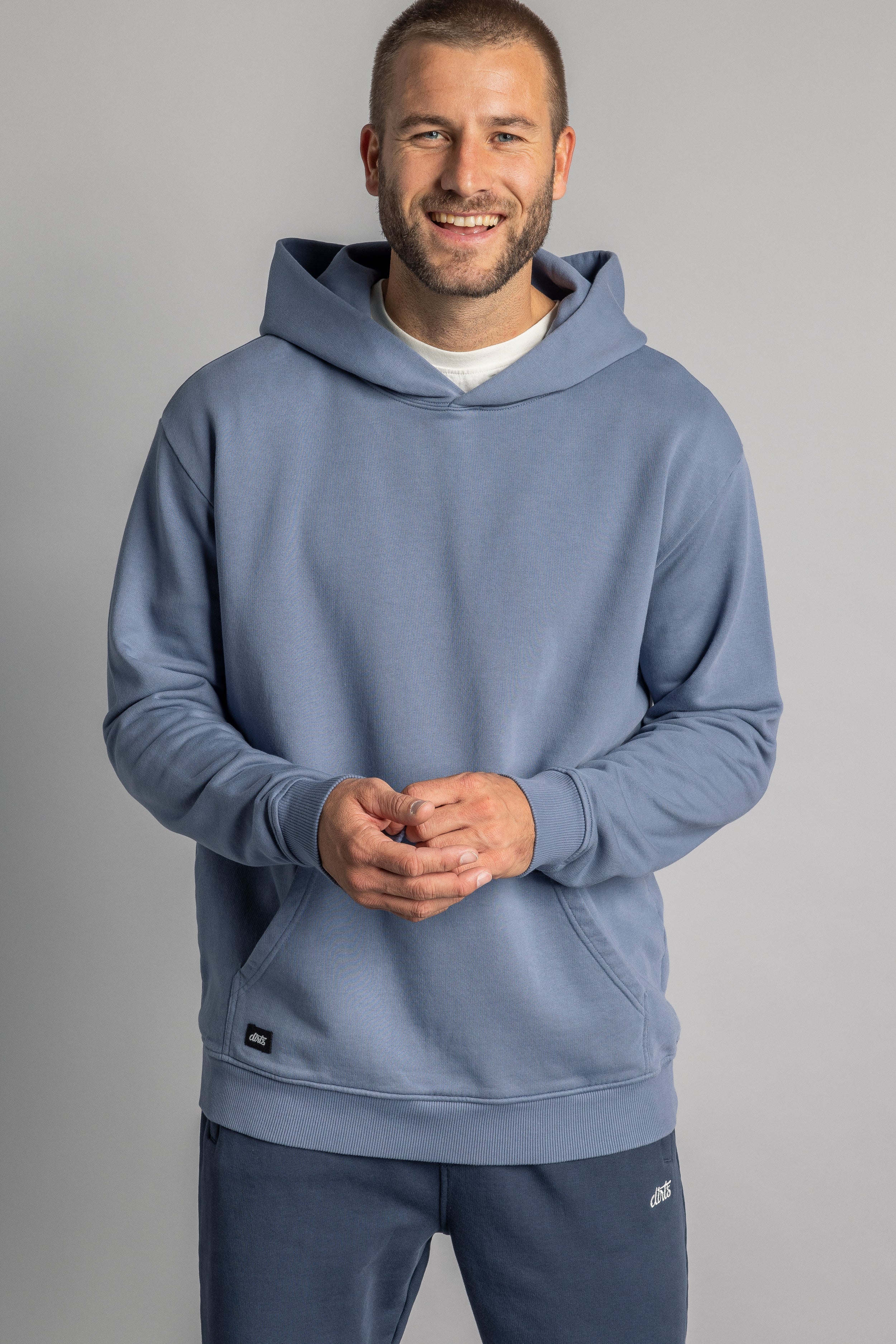 Sweat à capuche bleu Premium Blank en coton 100% biologique de DIRTS