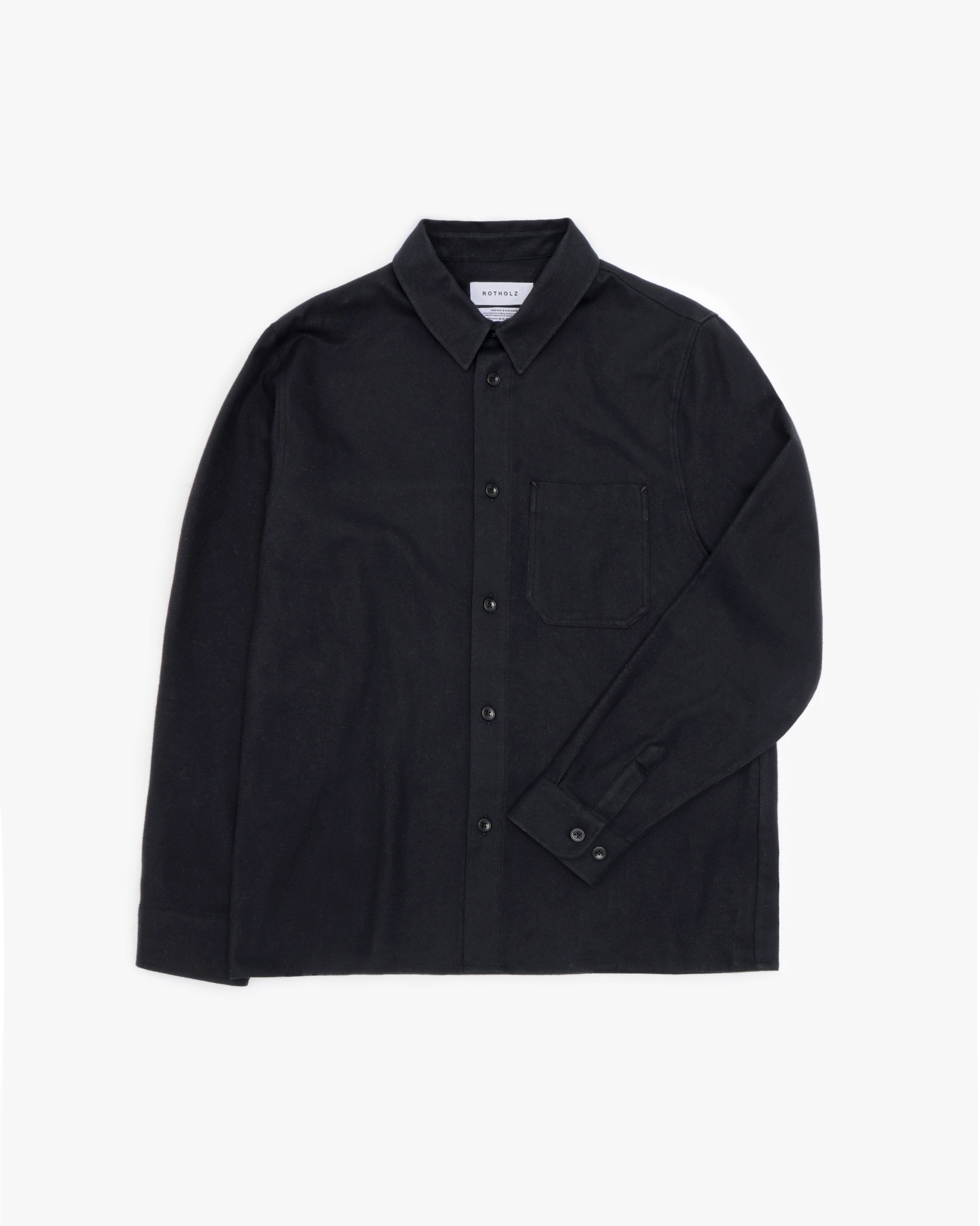 Schwarzes Flanell-Hemd aus 100% Bio-Baumwolle von Rotholz