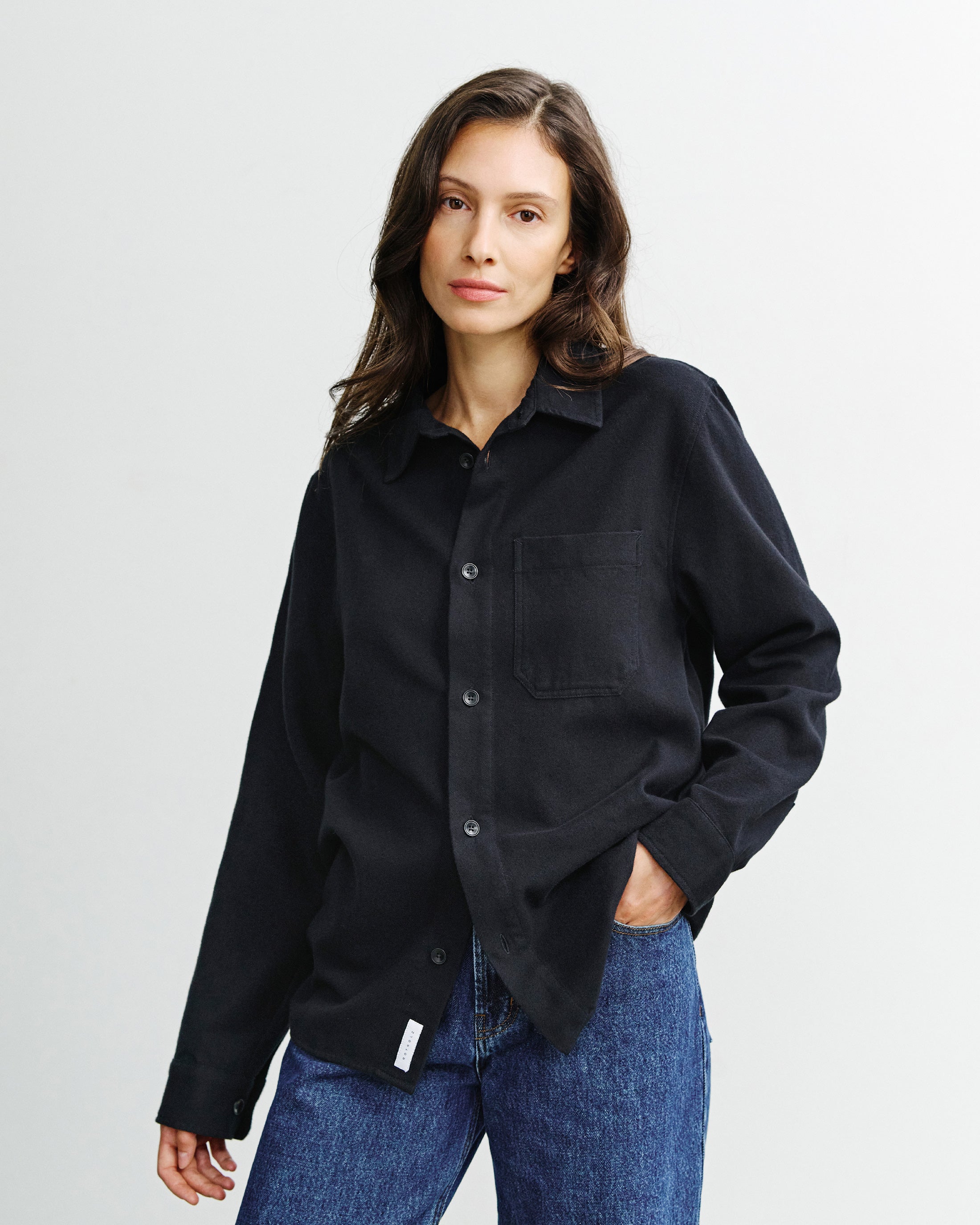 Schwarzes Hemd Flanell aus Bio-Baumwolle von Rotholz