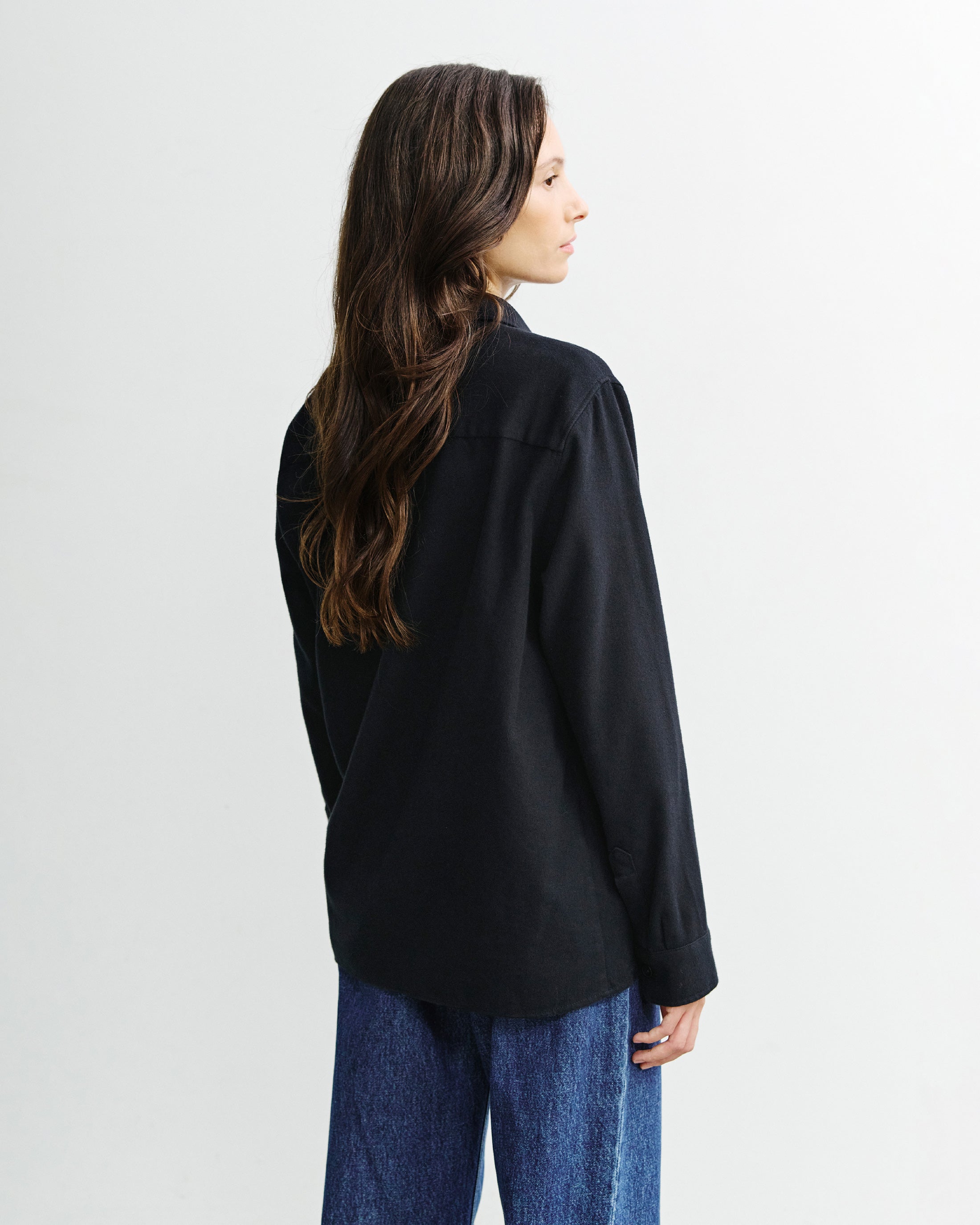 Schwarzes Hemd Flanell aus Bio-Baumwolle von Rotholz