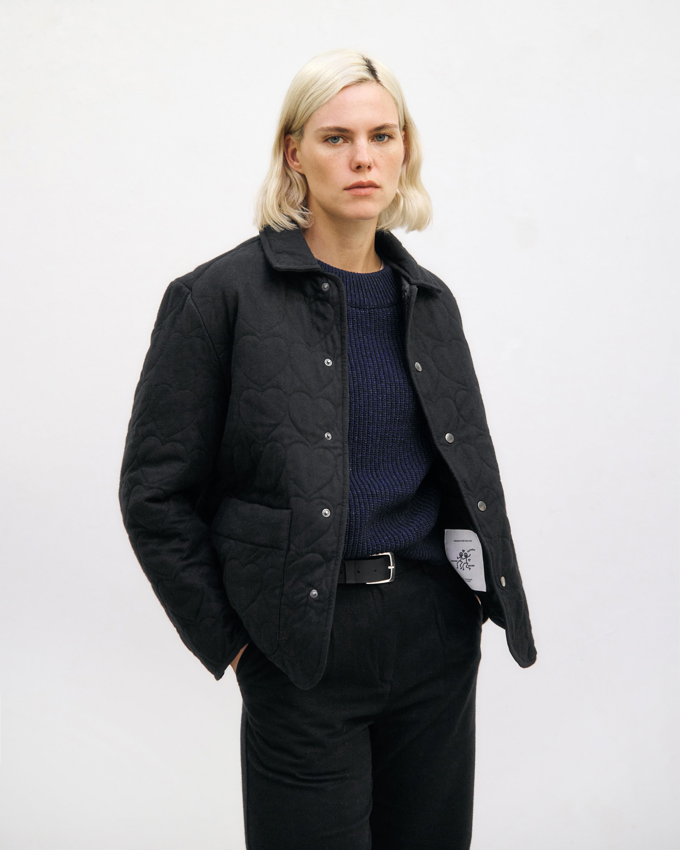 Flanell Steppjacke aus Bio Baumwolle in Schwarz von Rotholz