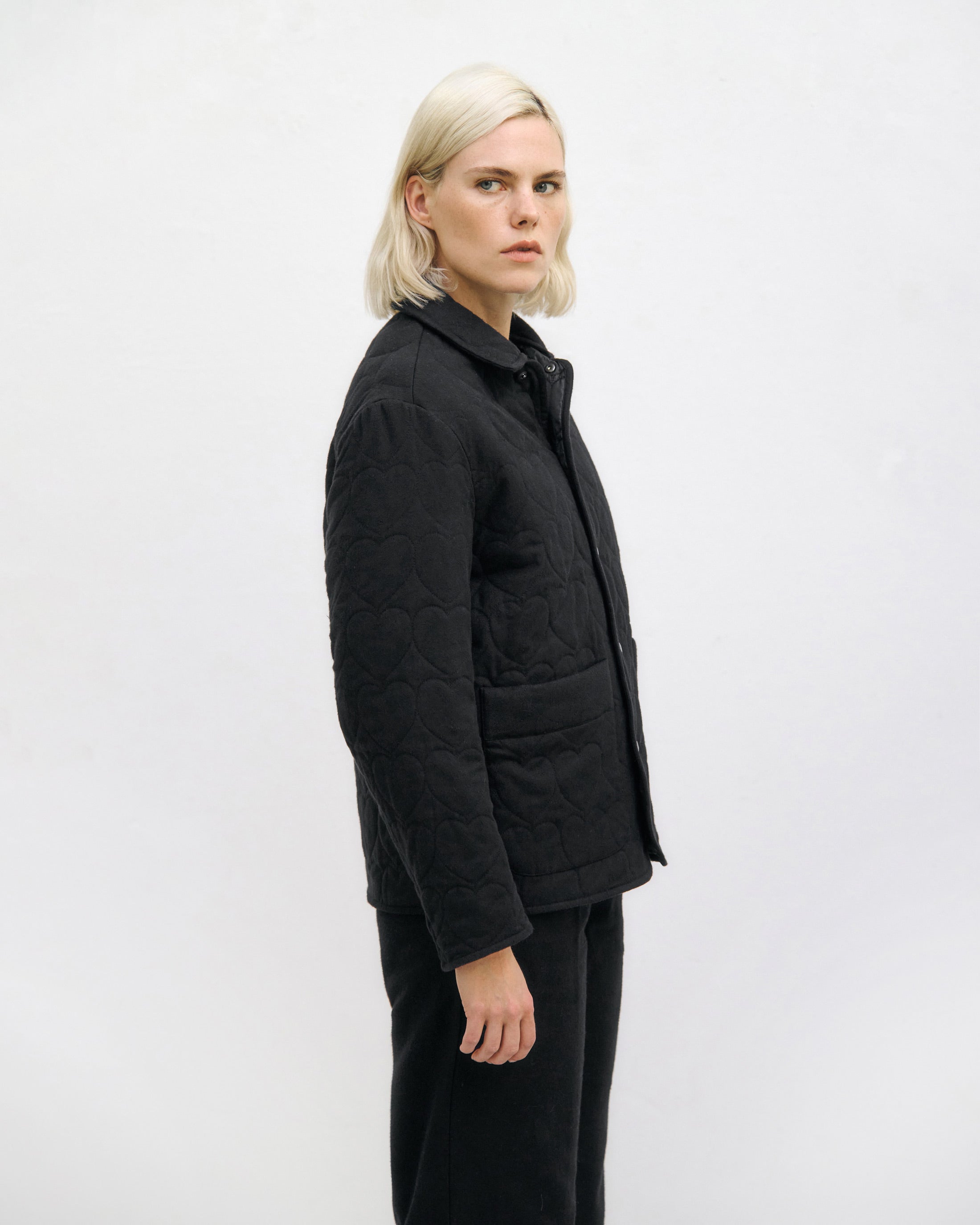 Flanell Steppjacke aus Bio Baumwolle in Schwarz von Rotholz