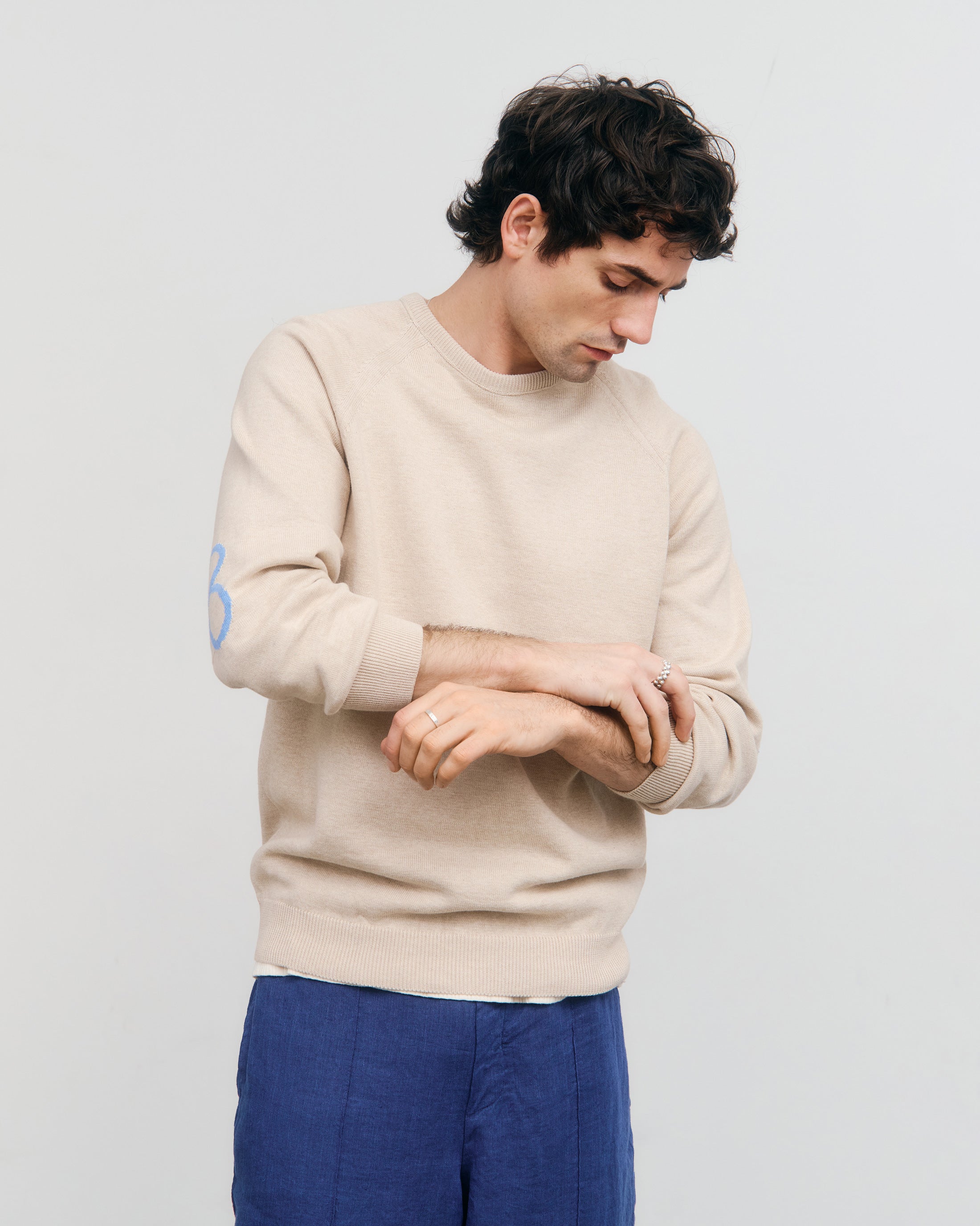 Beiger Strickpullover aus Bio-Baumwolle von Rotholz