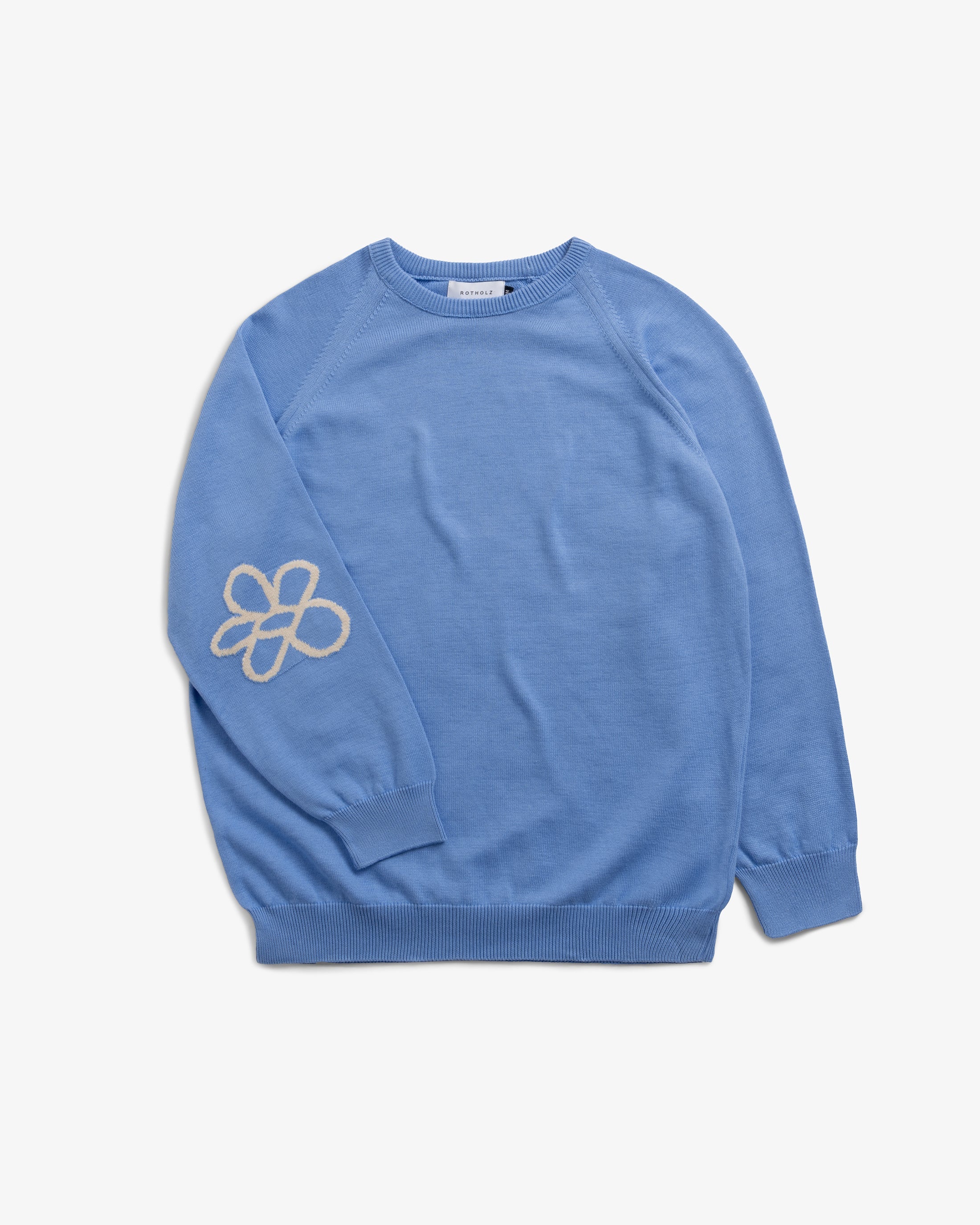 Pull en maille bleu Flower 100% coton biologique de Rotholz