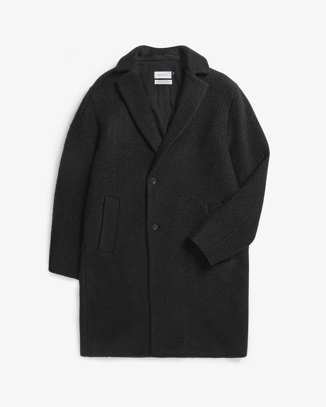 Black organic wool coat from Rotholz