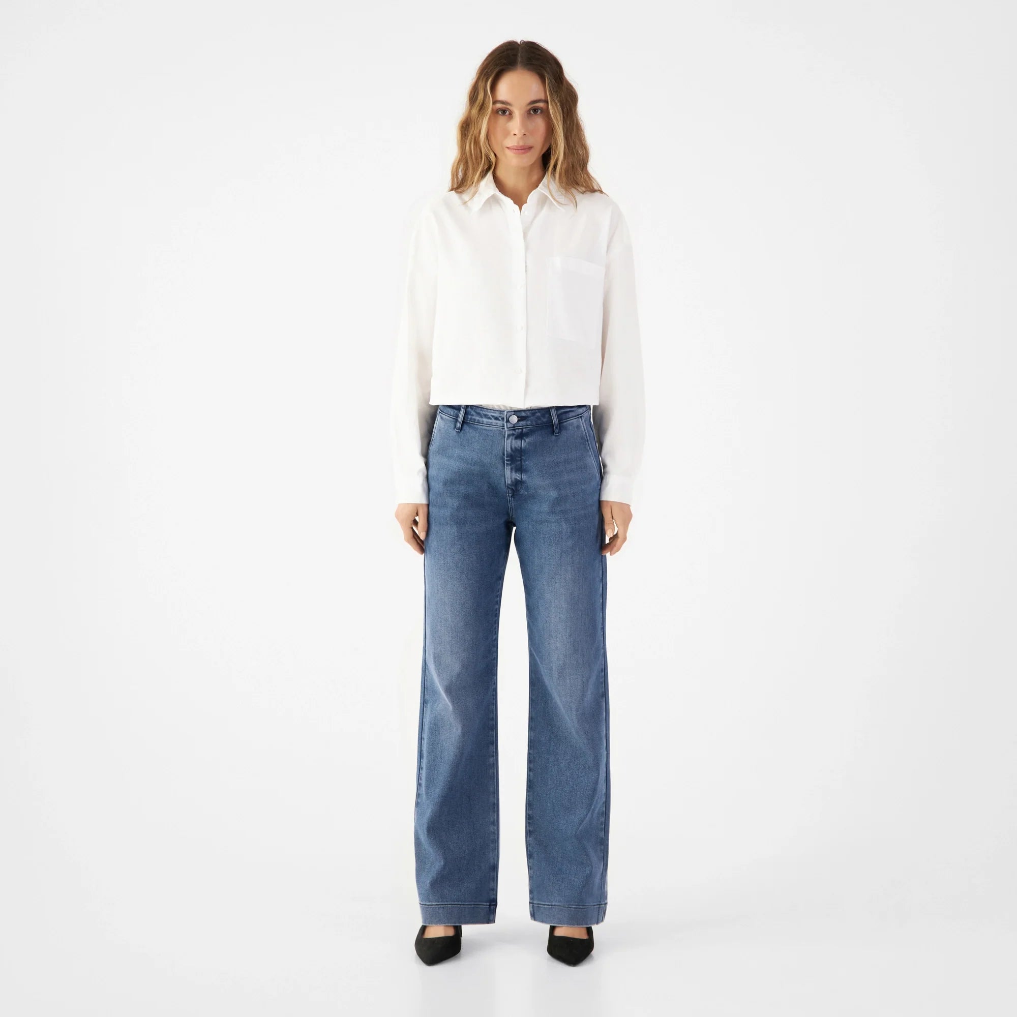 Hellblaue Chino-Jeans Glow Flared aus Lyocell Tencel von Dawn Denim