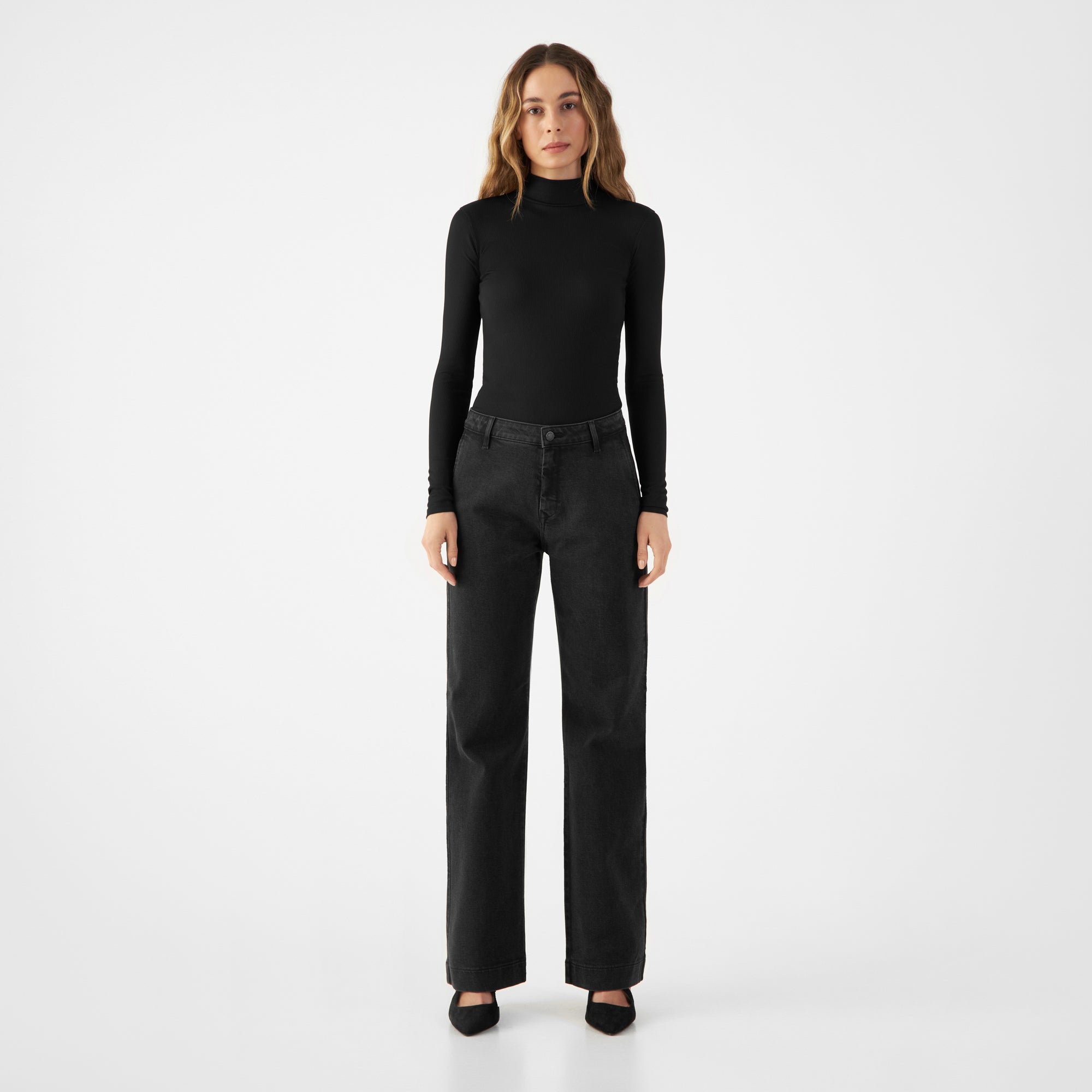 Schwarze Chino-Jeans Glow Flared aus Lyocell Tencel von Dawn Denim