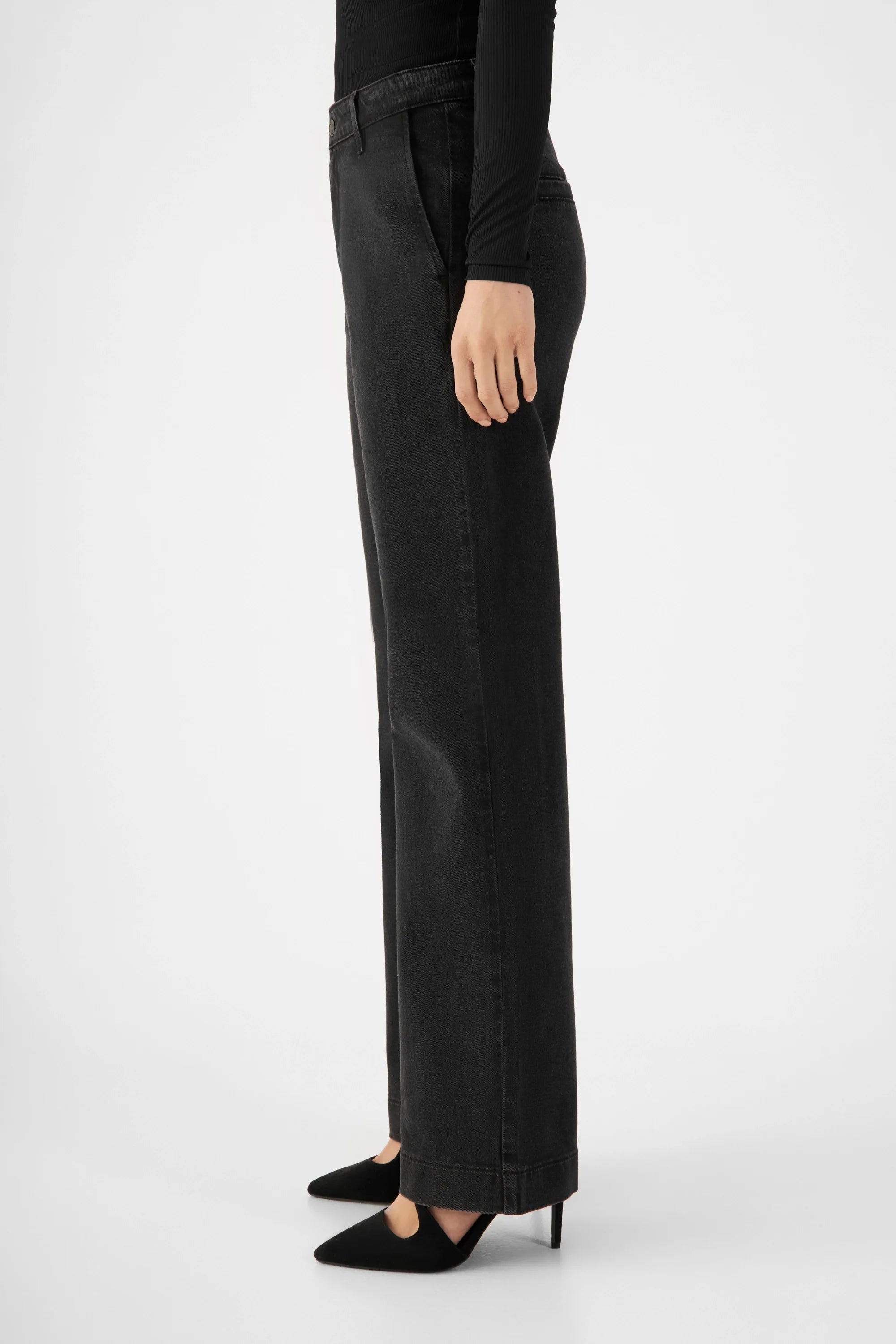 Schwarze Chino-Jeans Glow Flared aus Lyocell Tencel von Dawn Denim