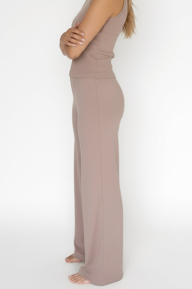 Brown modal rib trousers from Pura Clothing