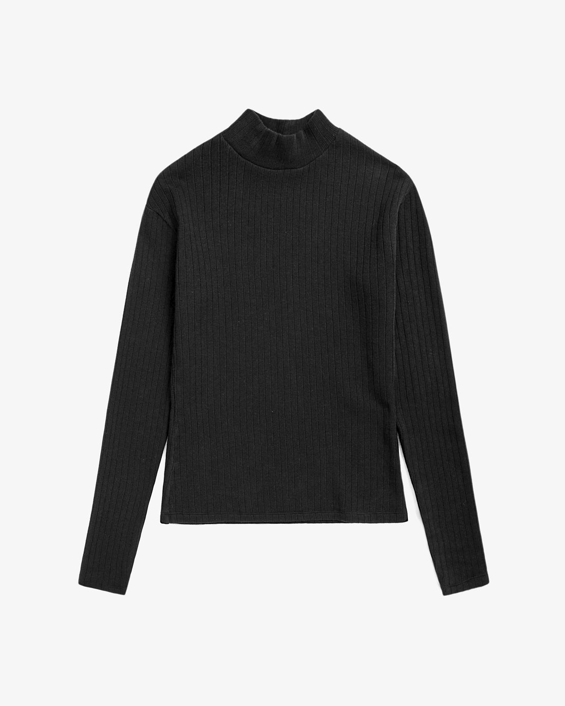 Schwarzes Langarmshirt Mockneck aus Bio-Baumwolle von Rotholz