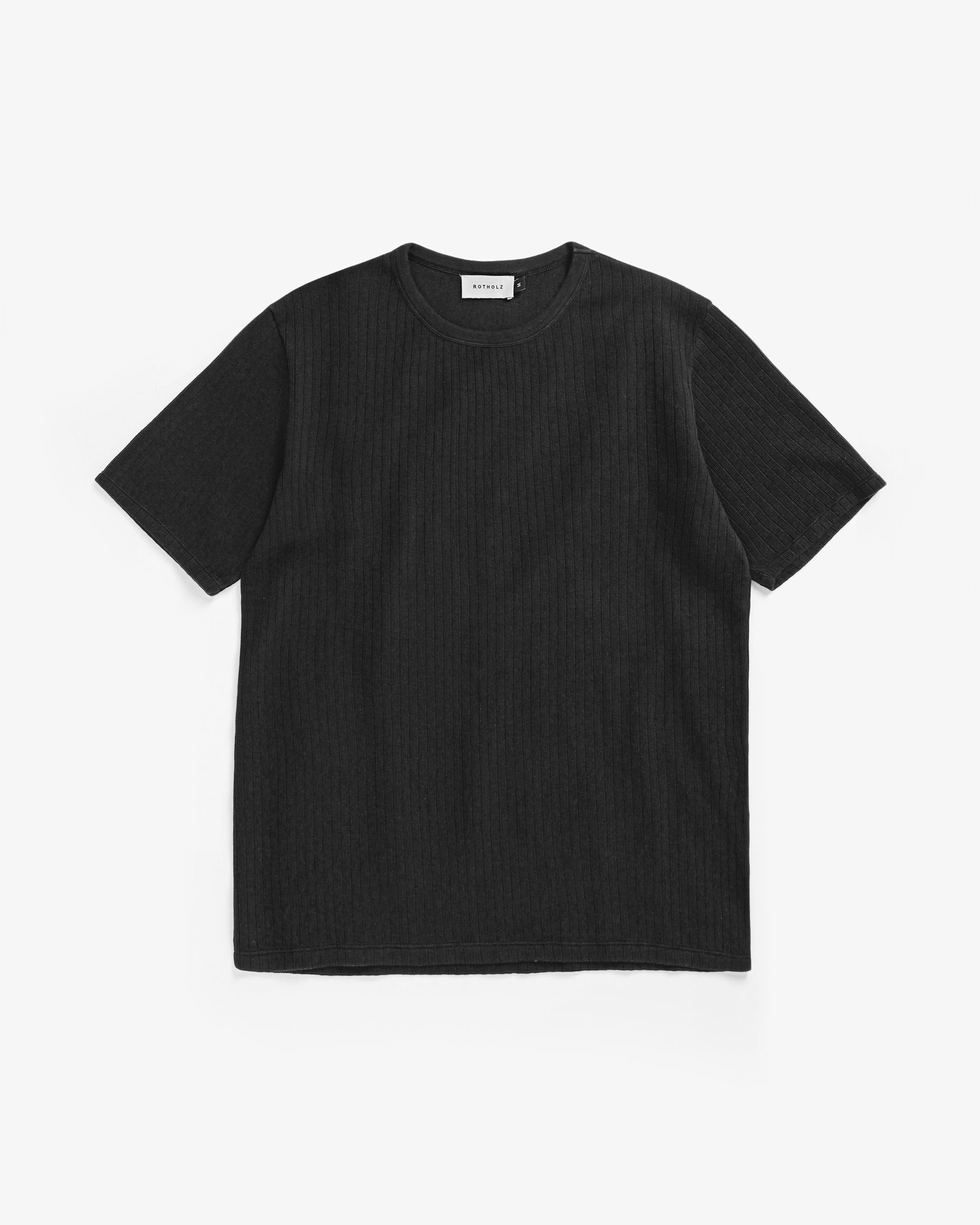 Schwarzes schweres geripptes T-Shirt aus 100% Bio-Baumwolle von Rotholz