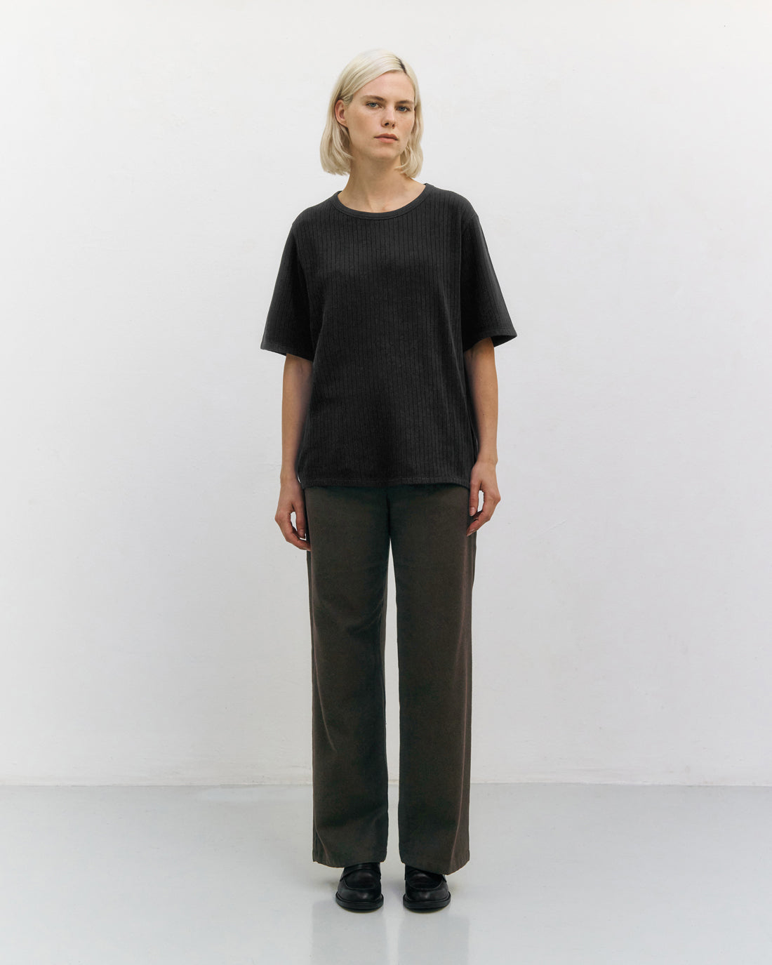 Schwarzes T-Shirt Gerippt aus Bio-Baumwolle von Rotholz