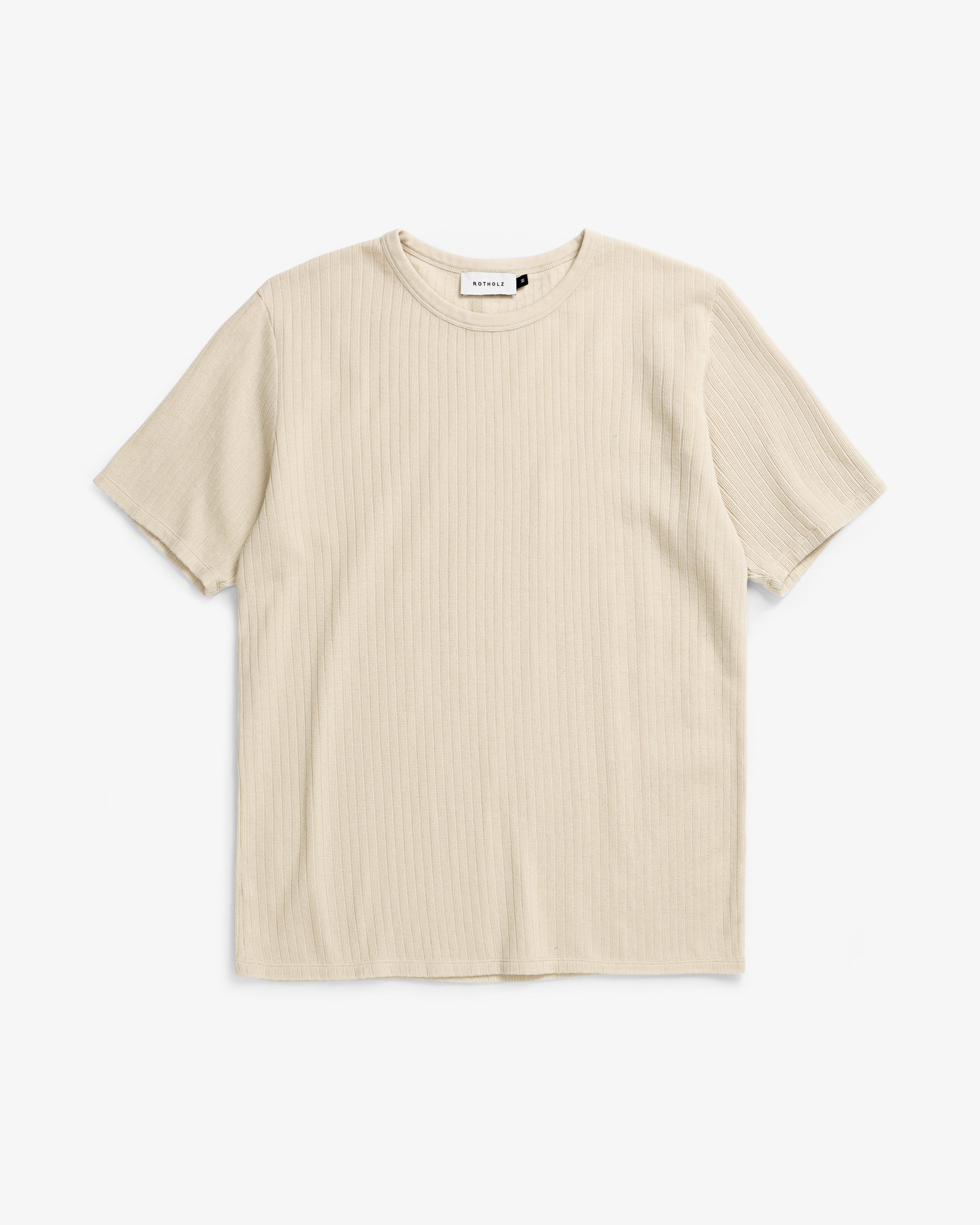 Beiges Schweres Geripptes T-Shirt aus 100% Bio-Baumwolle von Rotholz