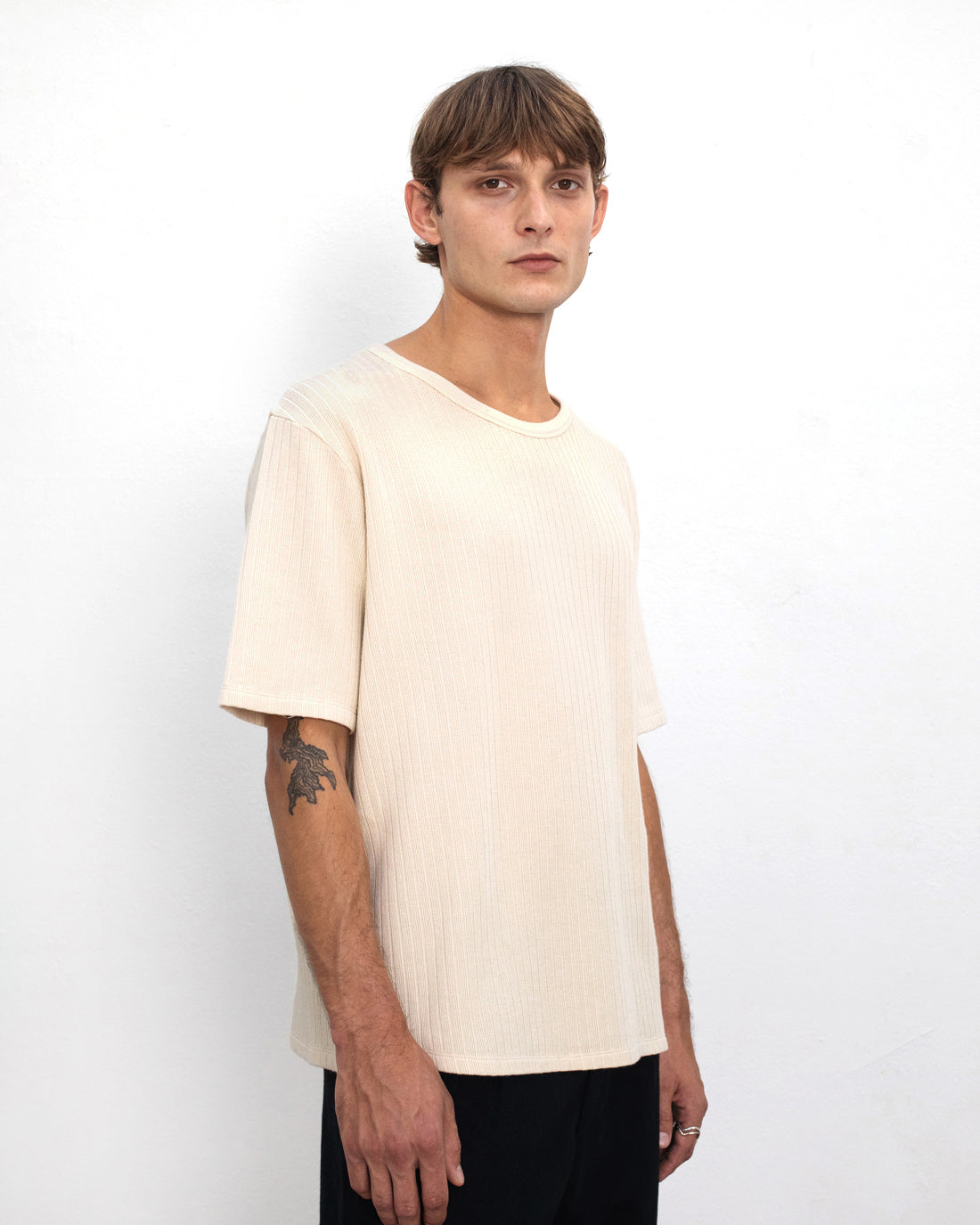 Helles T-Shirt Gerippt aus Bio-Baumwolle von Rotholz