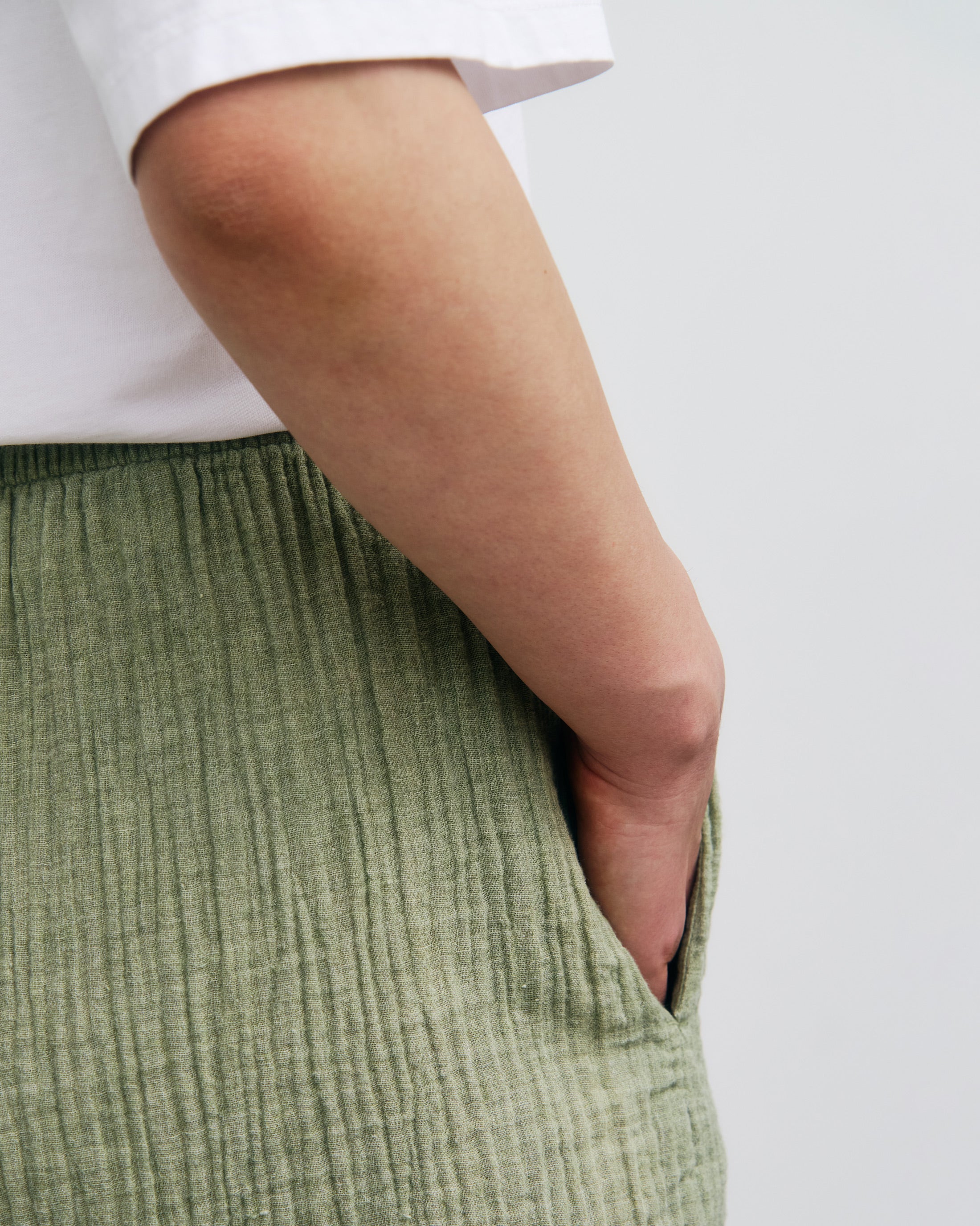 Shorts Rotholz en mousseline de coton biologique verte