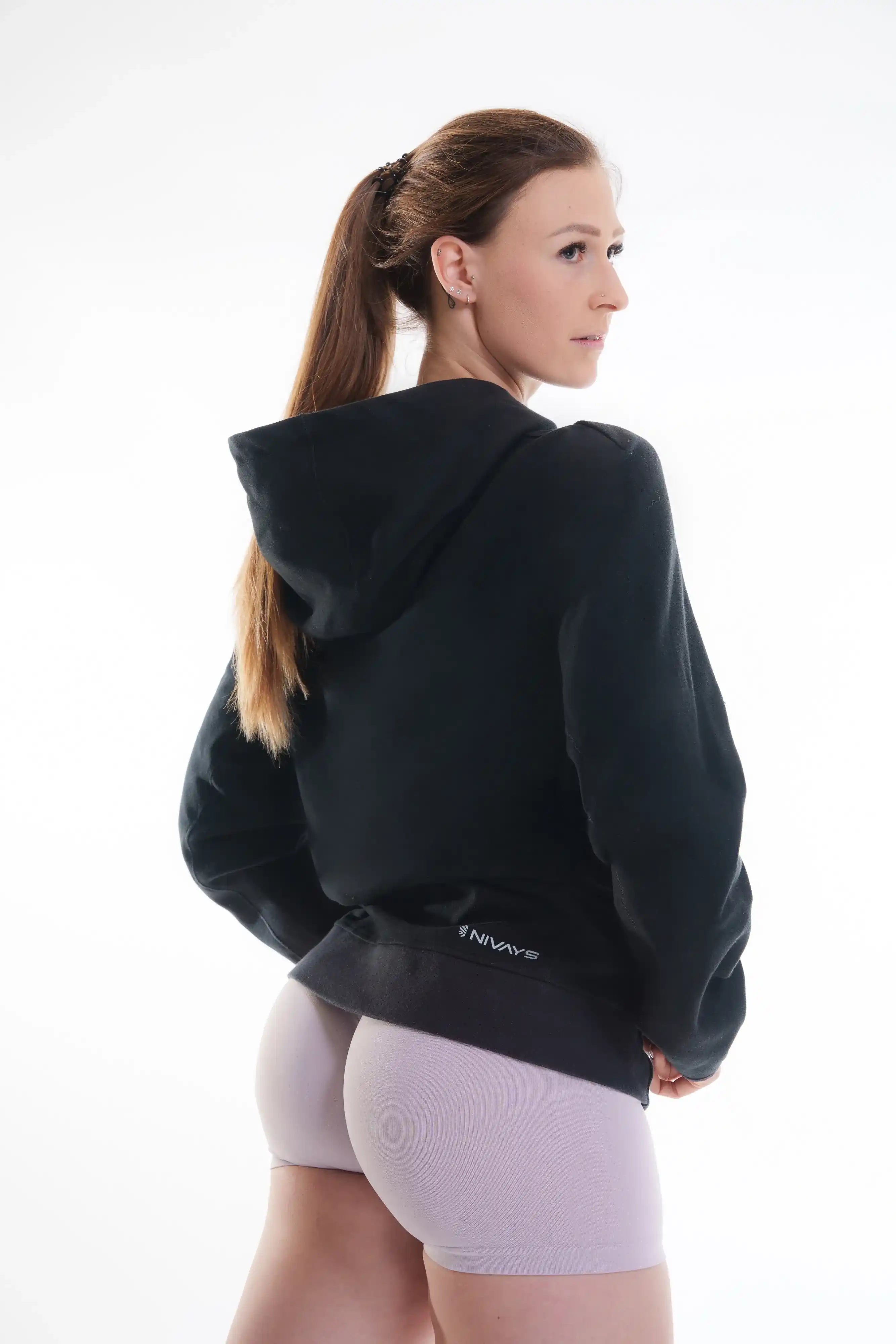 Nivays Zeyla Performance Cotton Black Hoodie