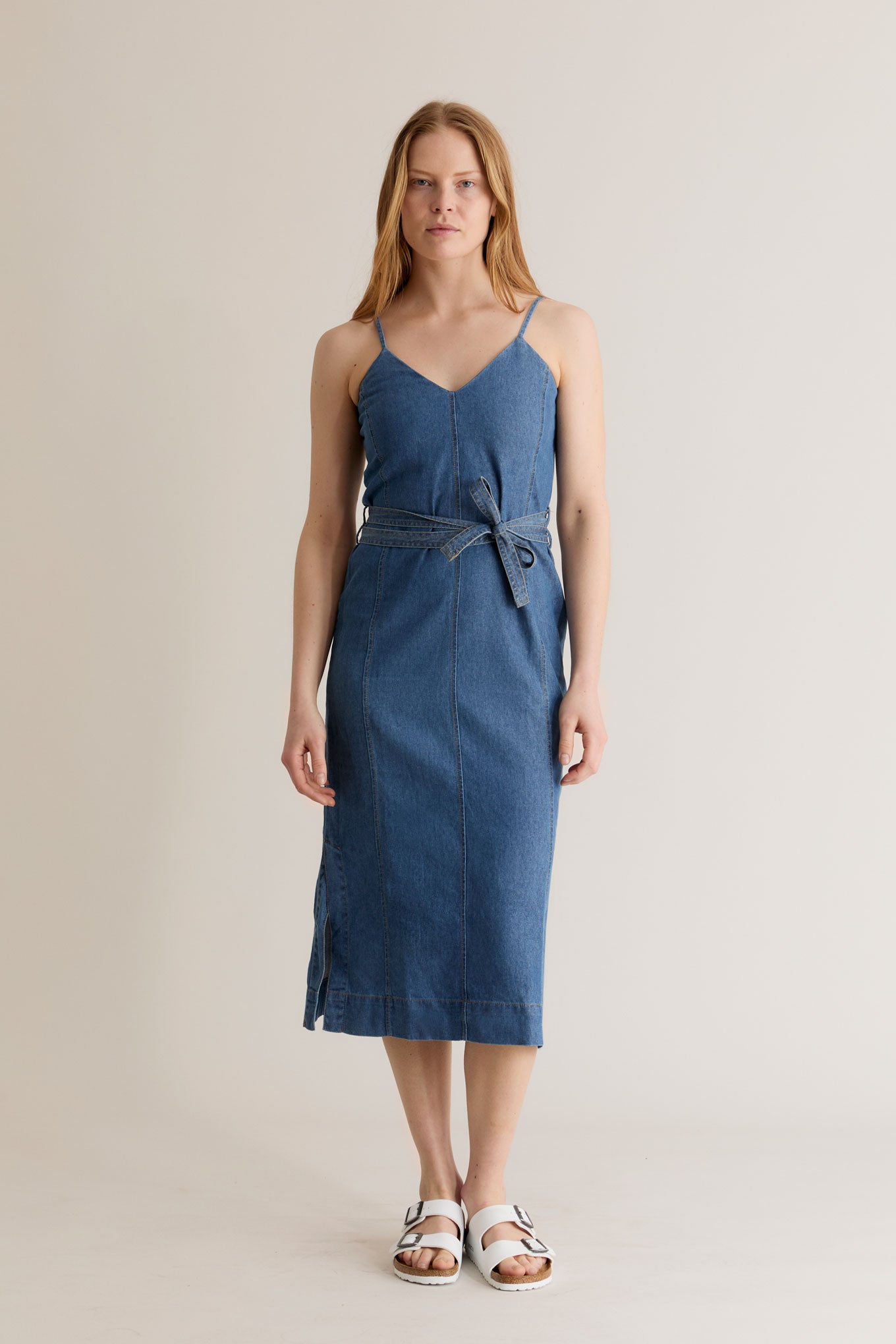 Blaues Kleid Iman aus Bio-Baumwolle & Leinen von Komodo