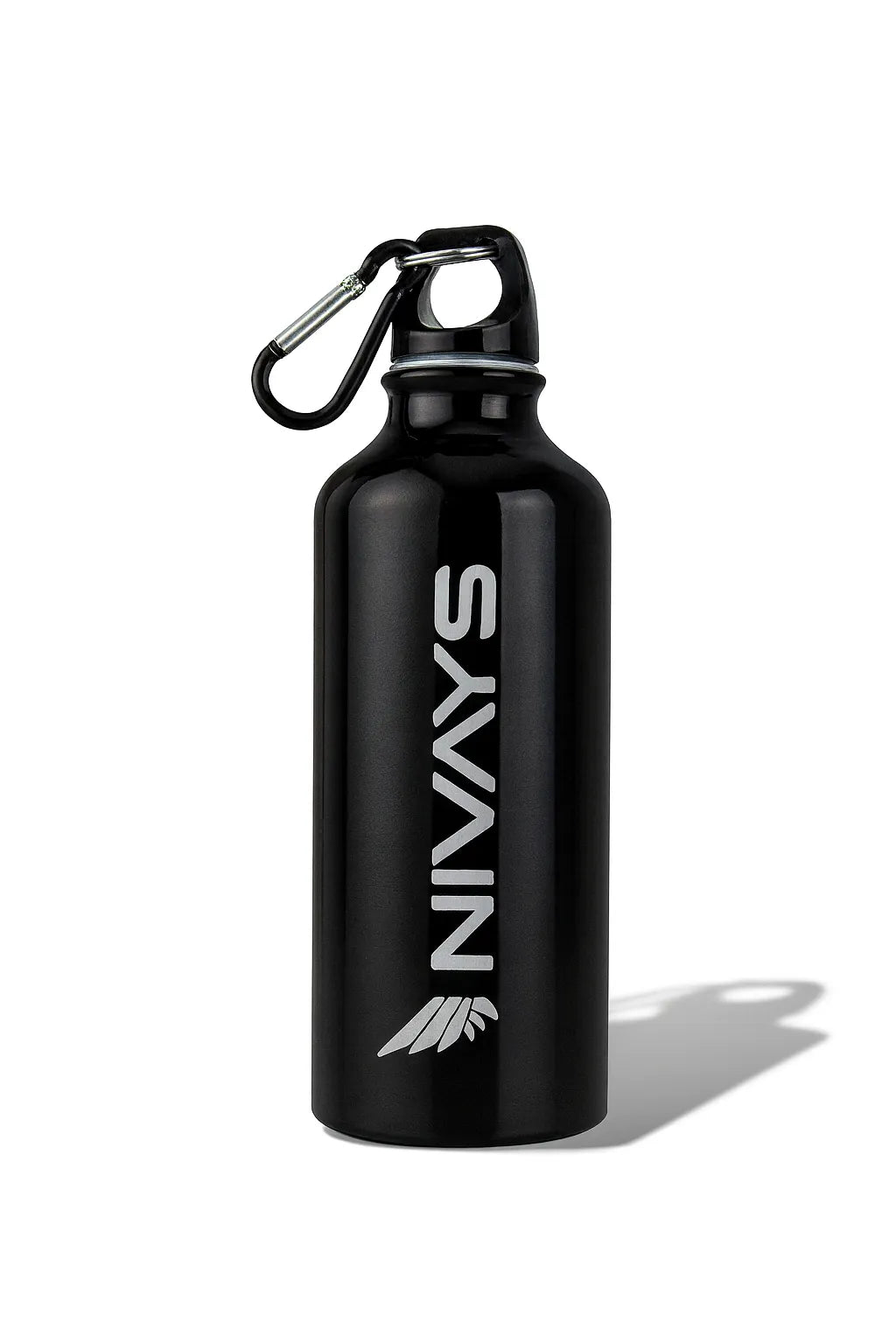 Black Sports Drinking Bottle made from Recycled Aluminum by Nivays / Aluminum Sports Bottle