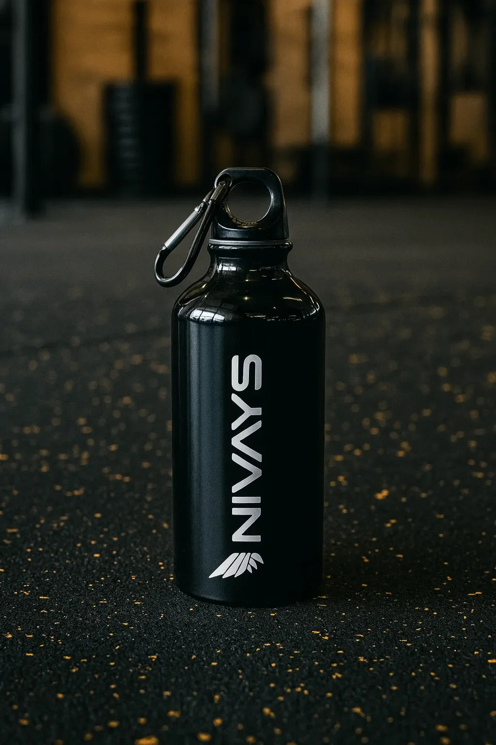 Black Sports Drinking Bottle made from Recycled Aluminum by Nivays / Aluminum Sports Bottle