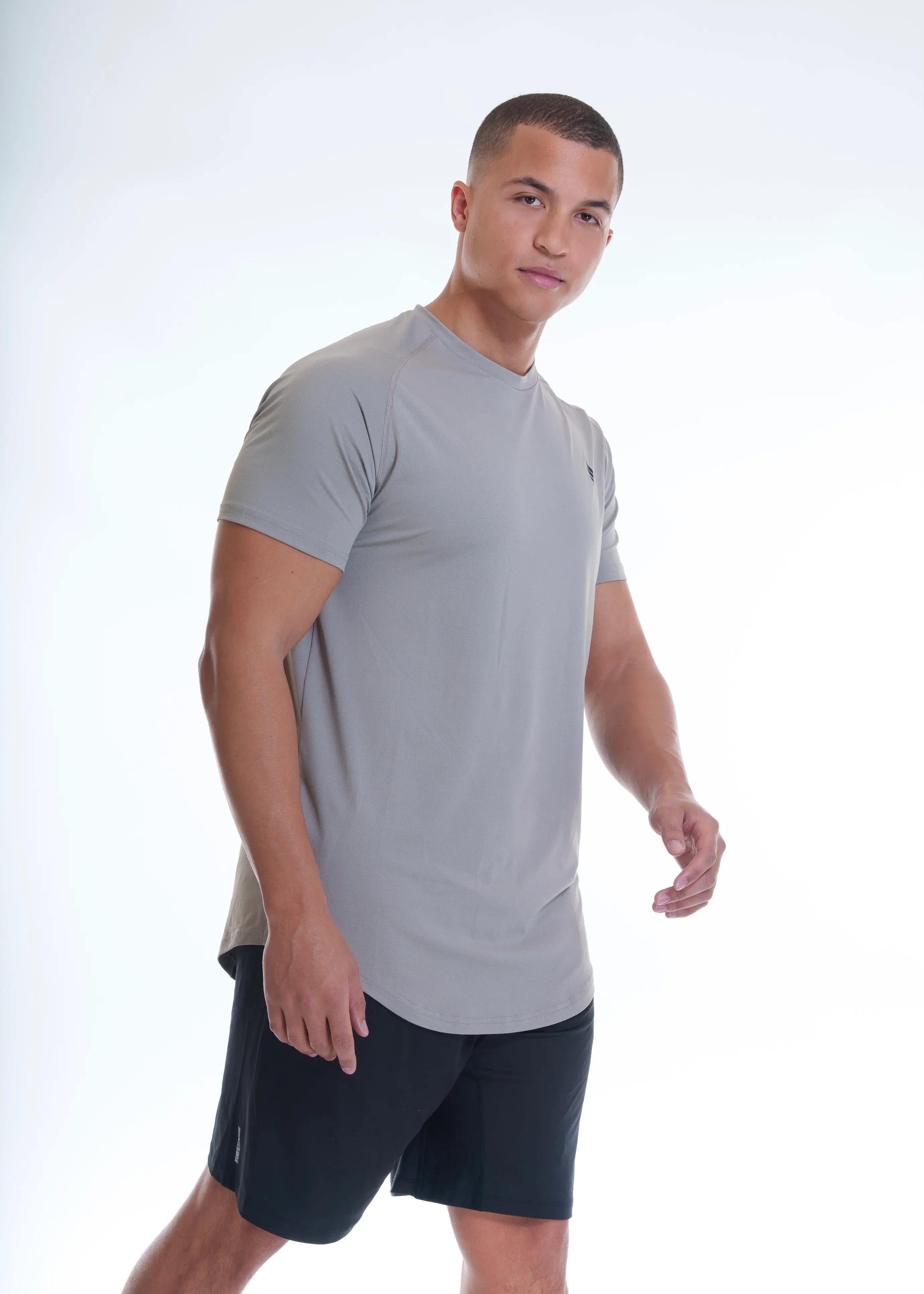 Gray Zeyla High Performance Shirt made from recycled polyester by Nivays