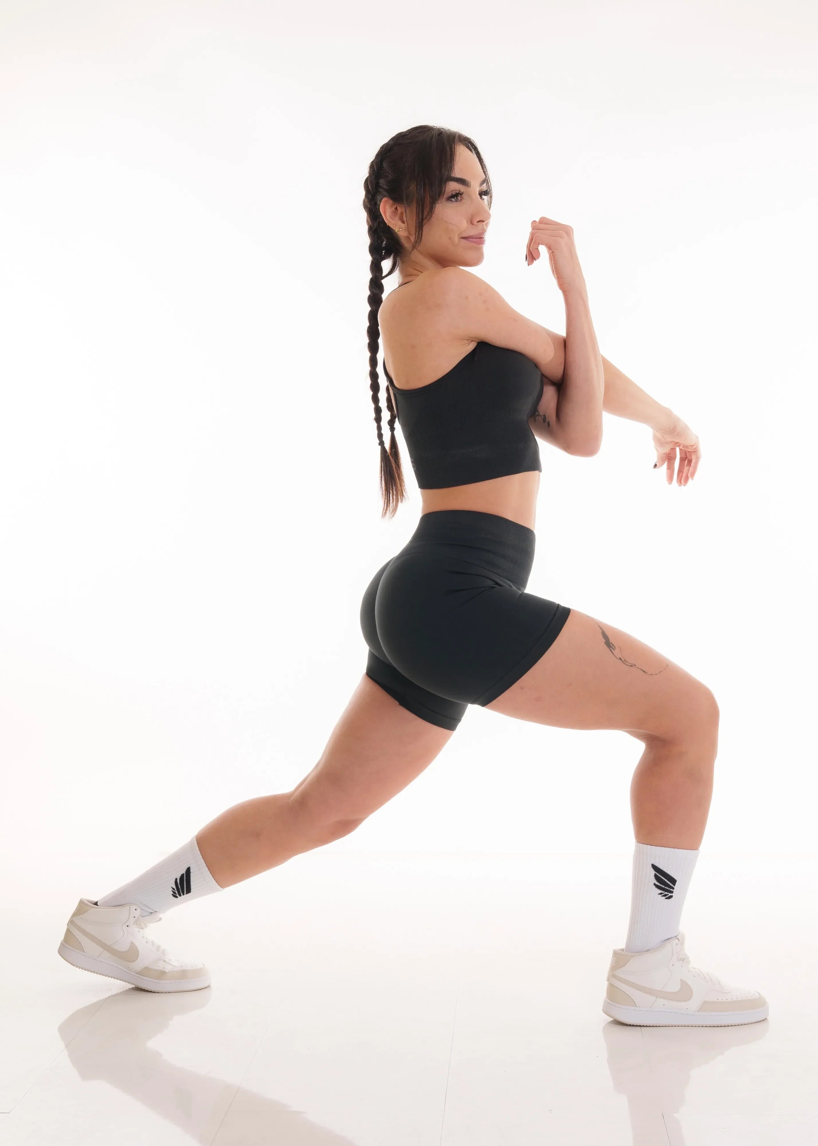 Black Zeyla Seamless Set made from Recycled Polyester by Nivays