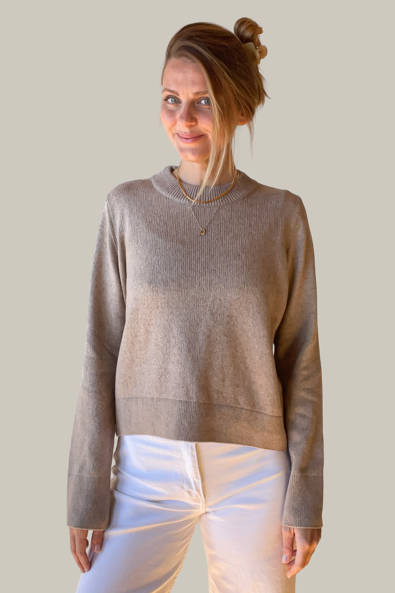 Pull ATIN en coton bio beige de Pura Clothing