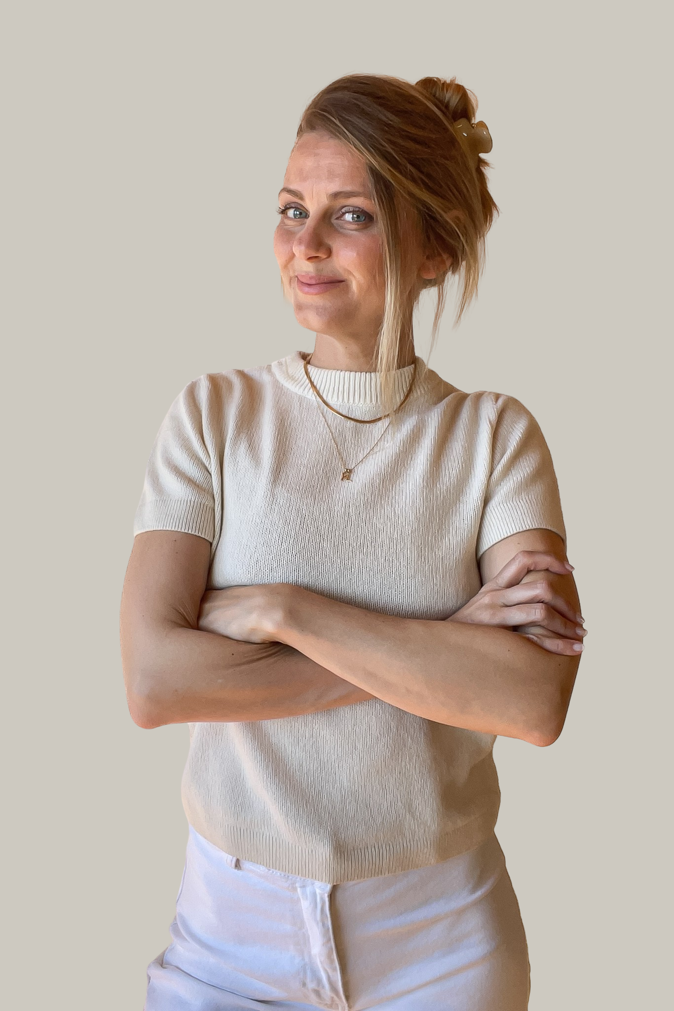 White knit T-shirt VERA made of organic cotton by Pura Clothing