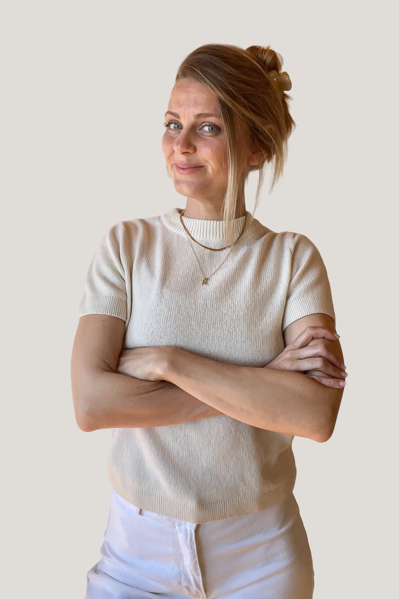 Ecru T-Shirt Vera aus Bio-Baumwolle & recyceltem Kaschmir von Pura Clothing