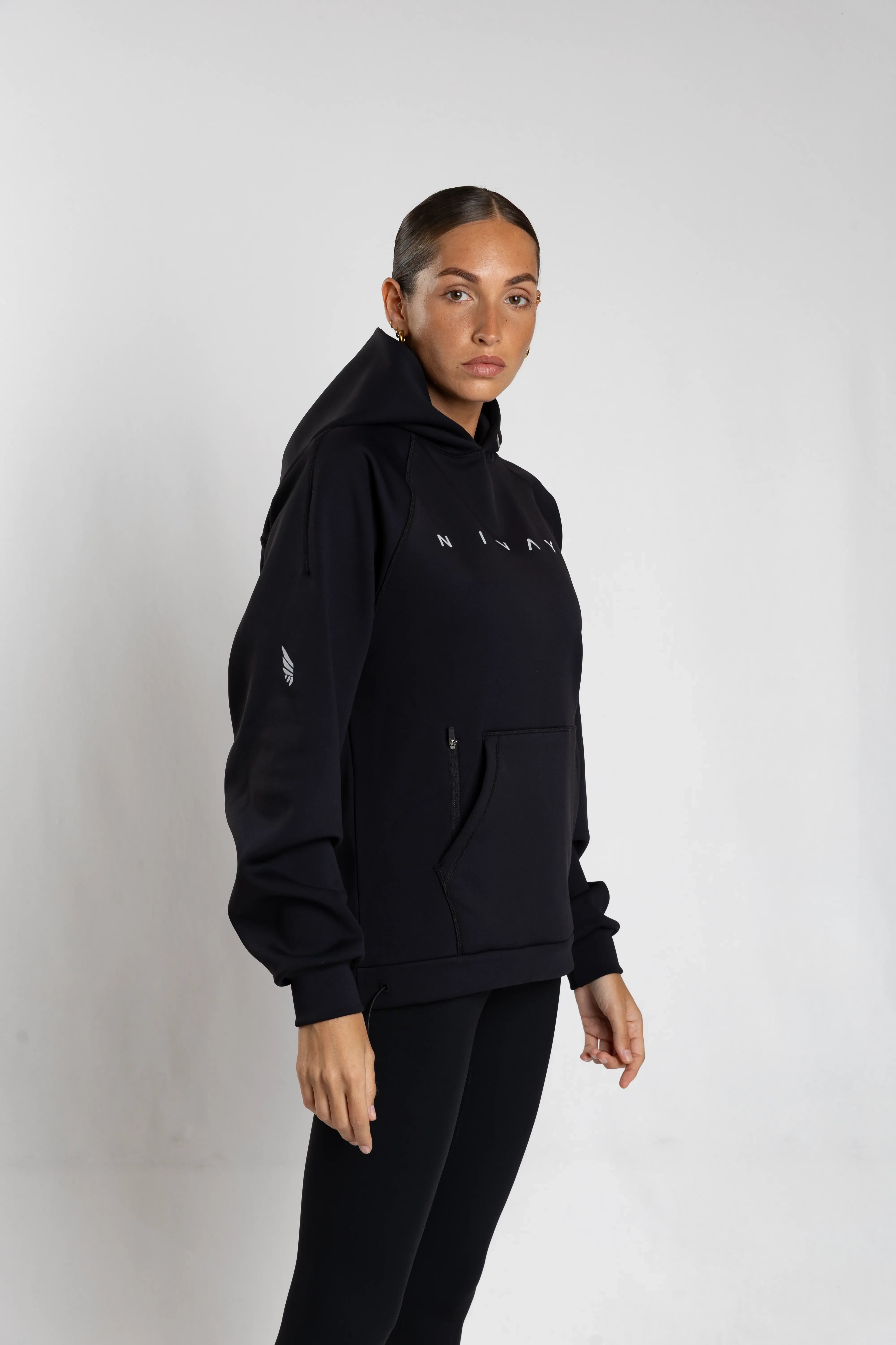 Nivays Black Pulse Performance Hoodie in Recycled Polyester