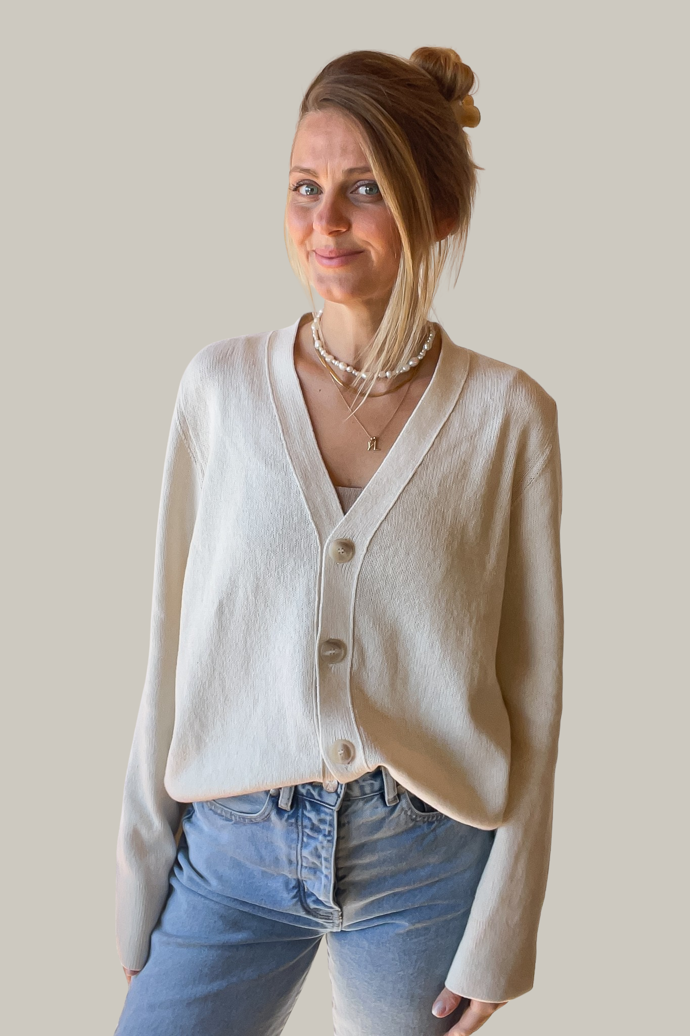 Cardigan blanc NANA en coton biologique de Pura Clothing