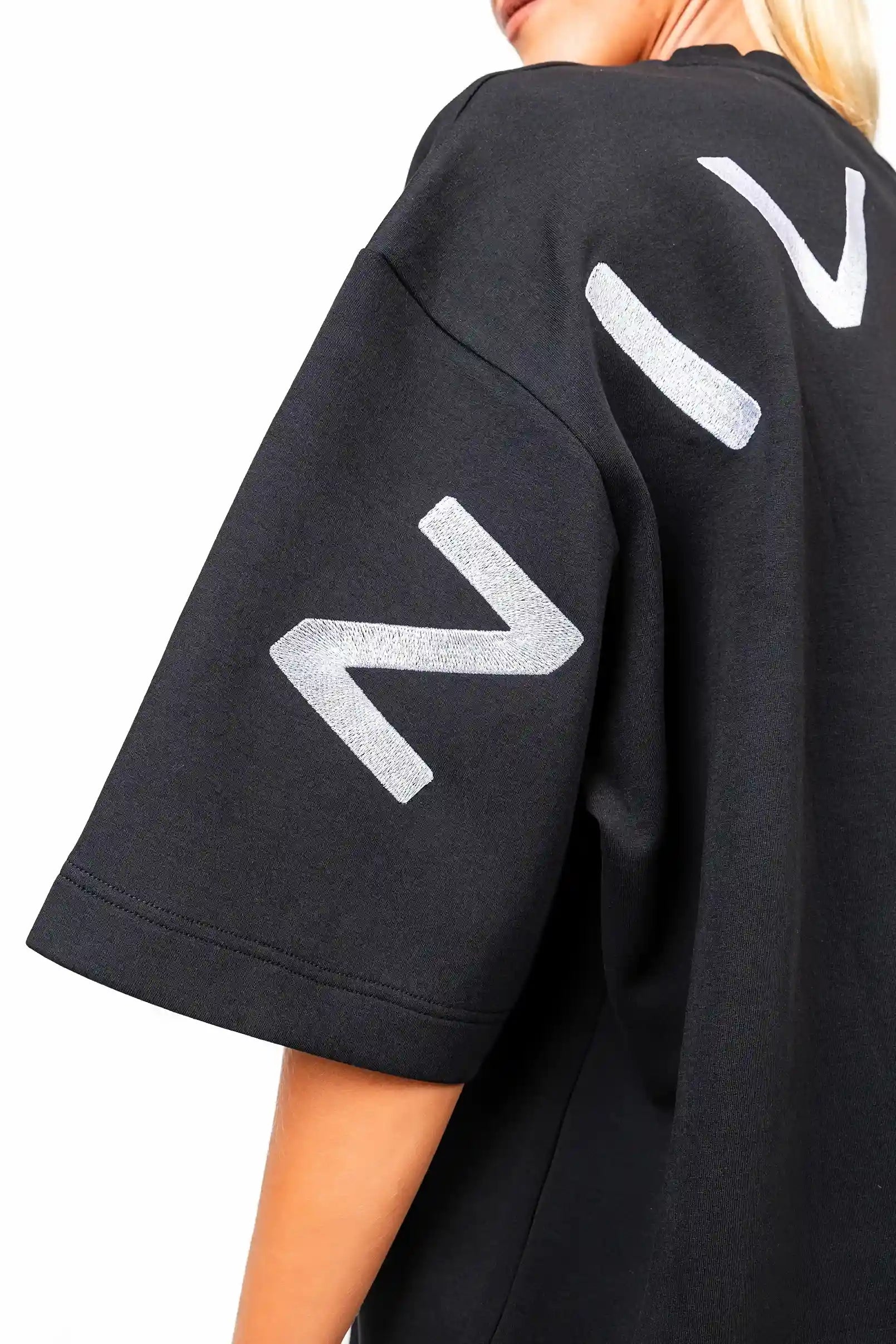 Black Nivays Cotton Gravity Oversized Signature T-Shirt