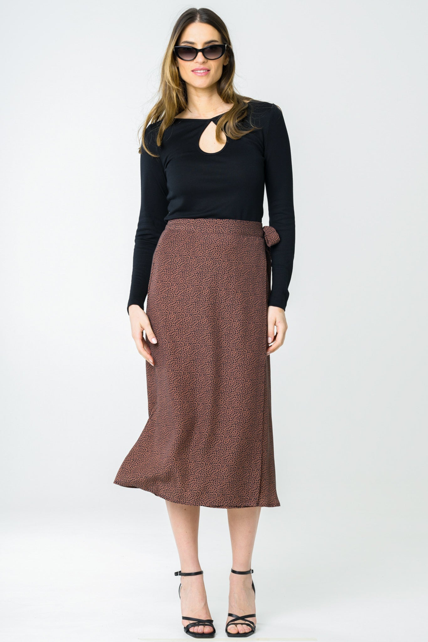Brown long skirt Azurite made of 100% Tencel by Avani