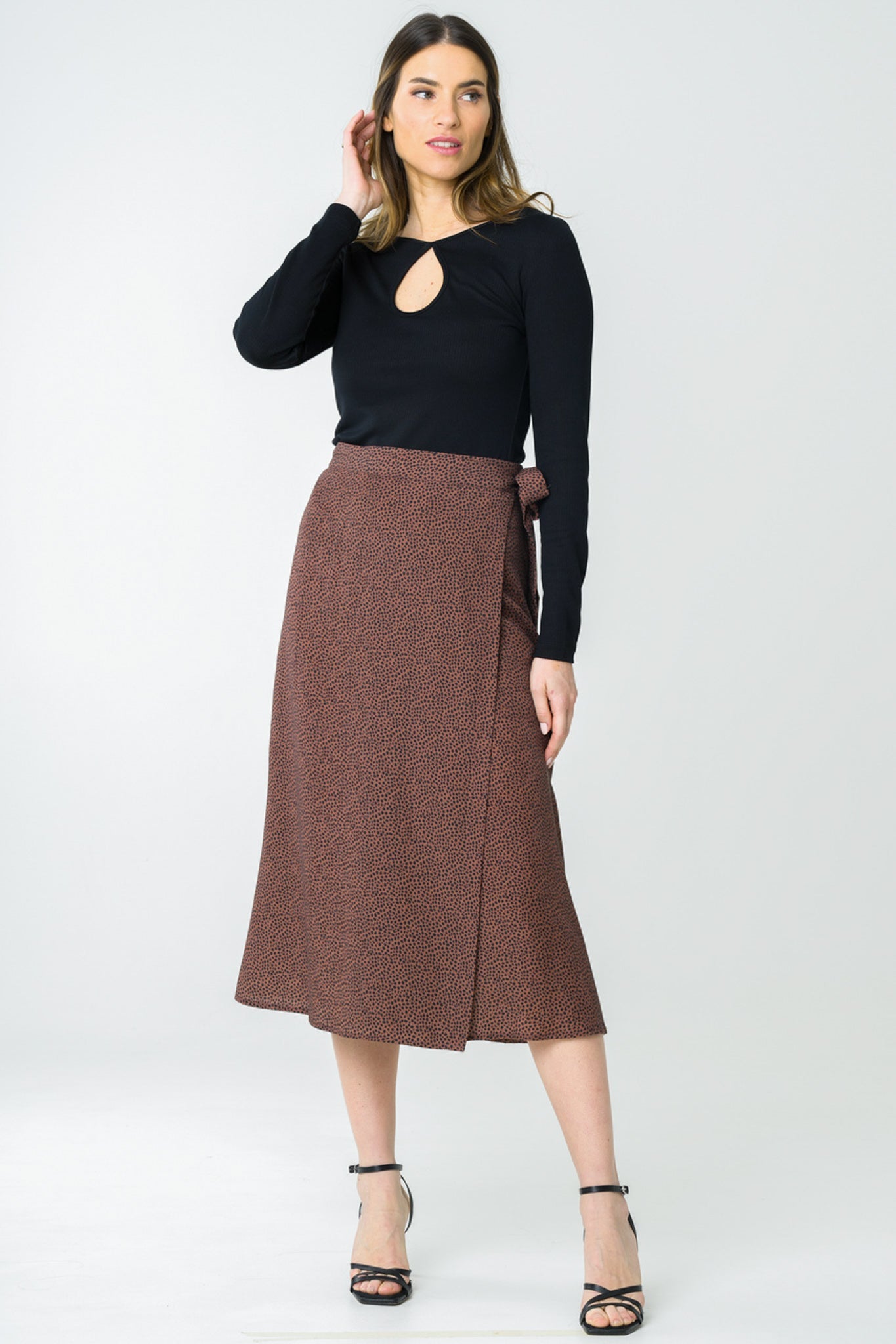 Brown long skirt Azurite made of 100% Tencel by Avani