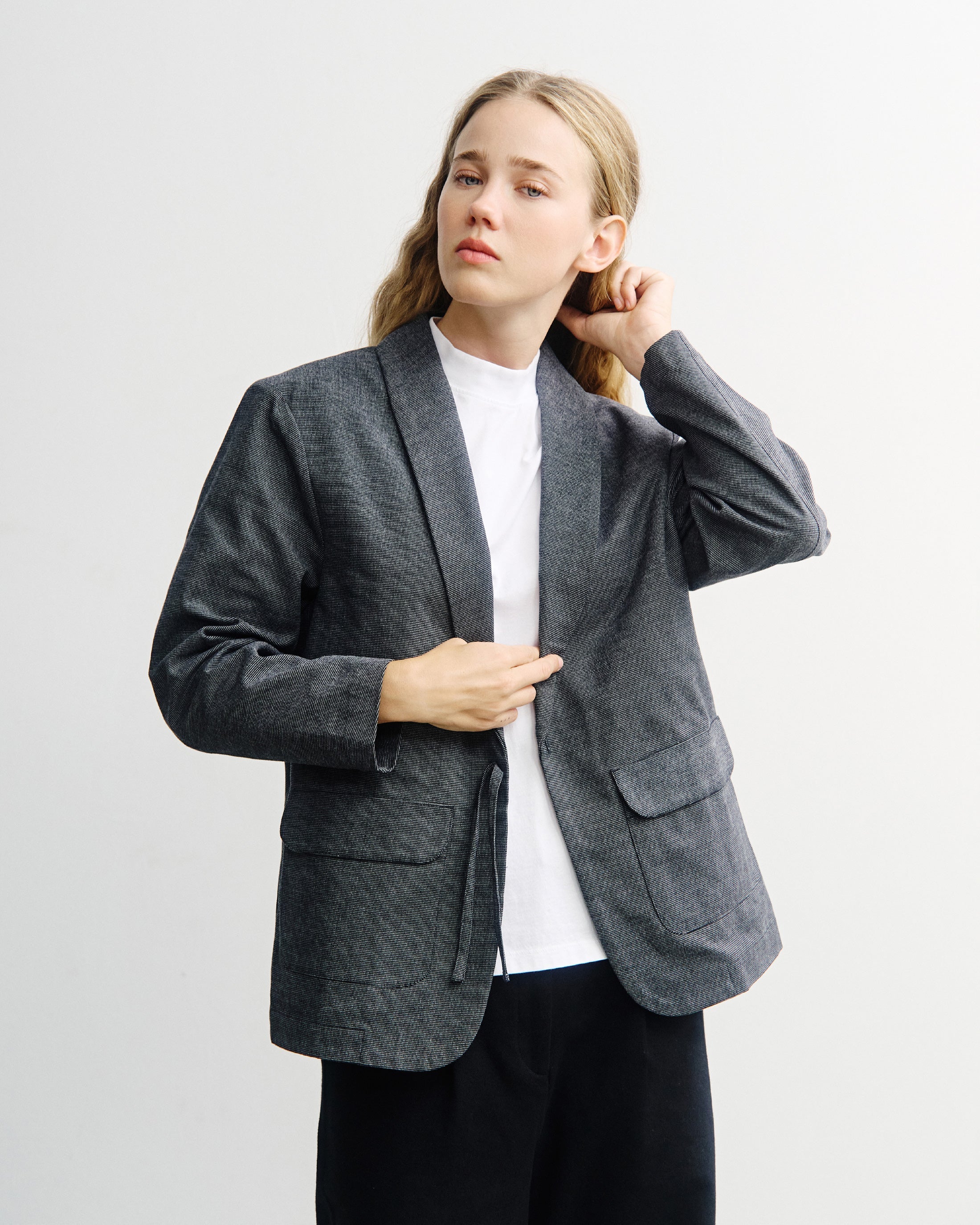 Grau Melange Blazer Kimono aus 100% Bio-Baumwolle von Rotholz