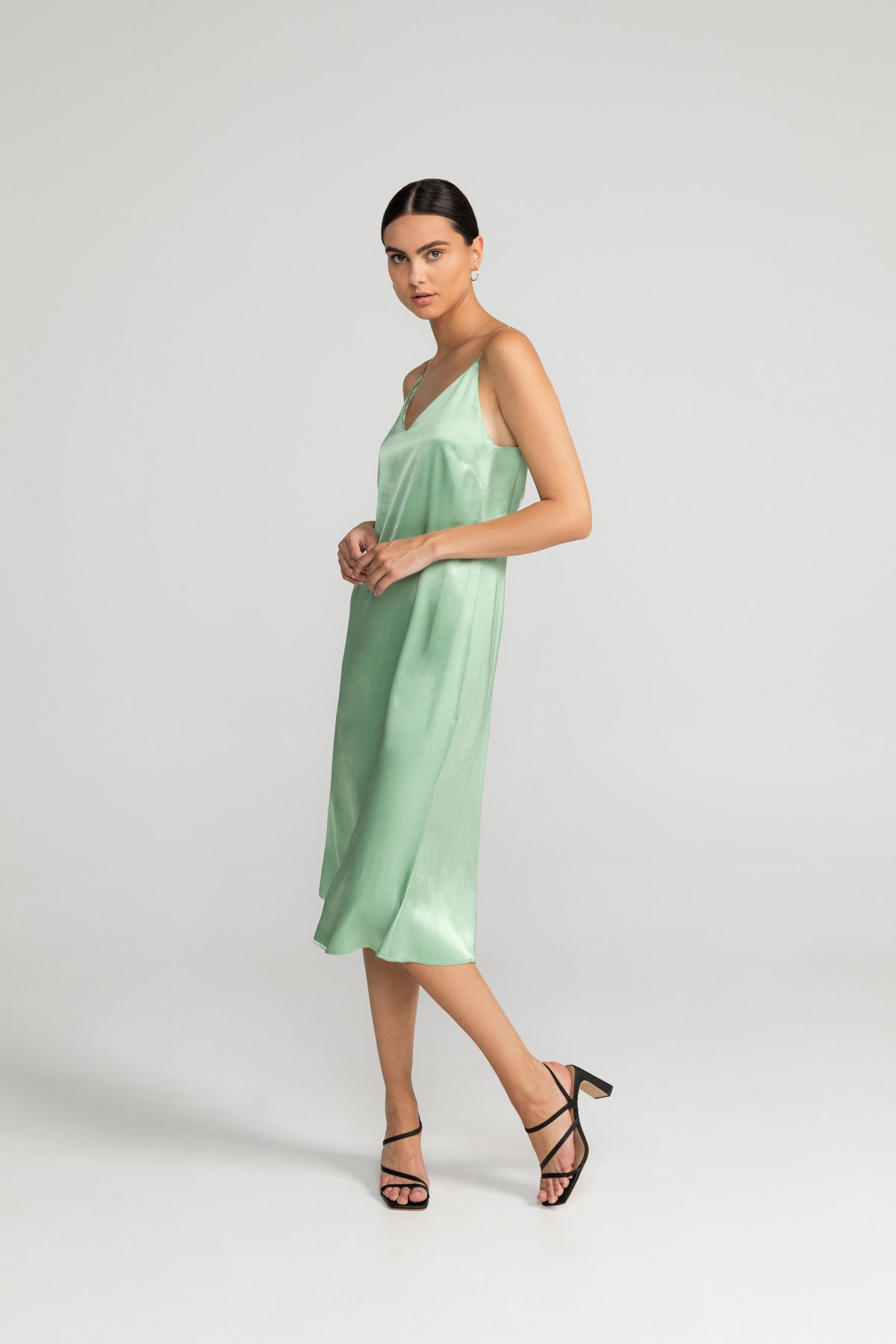Dress ELANIE in Mild Green by LOVJOI made from sustainable ENKA® viscose and ECOVERO™