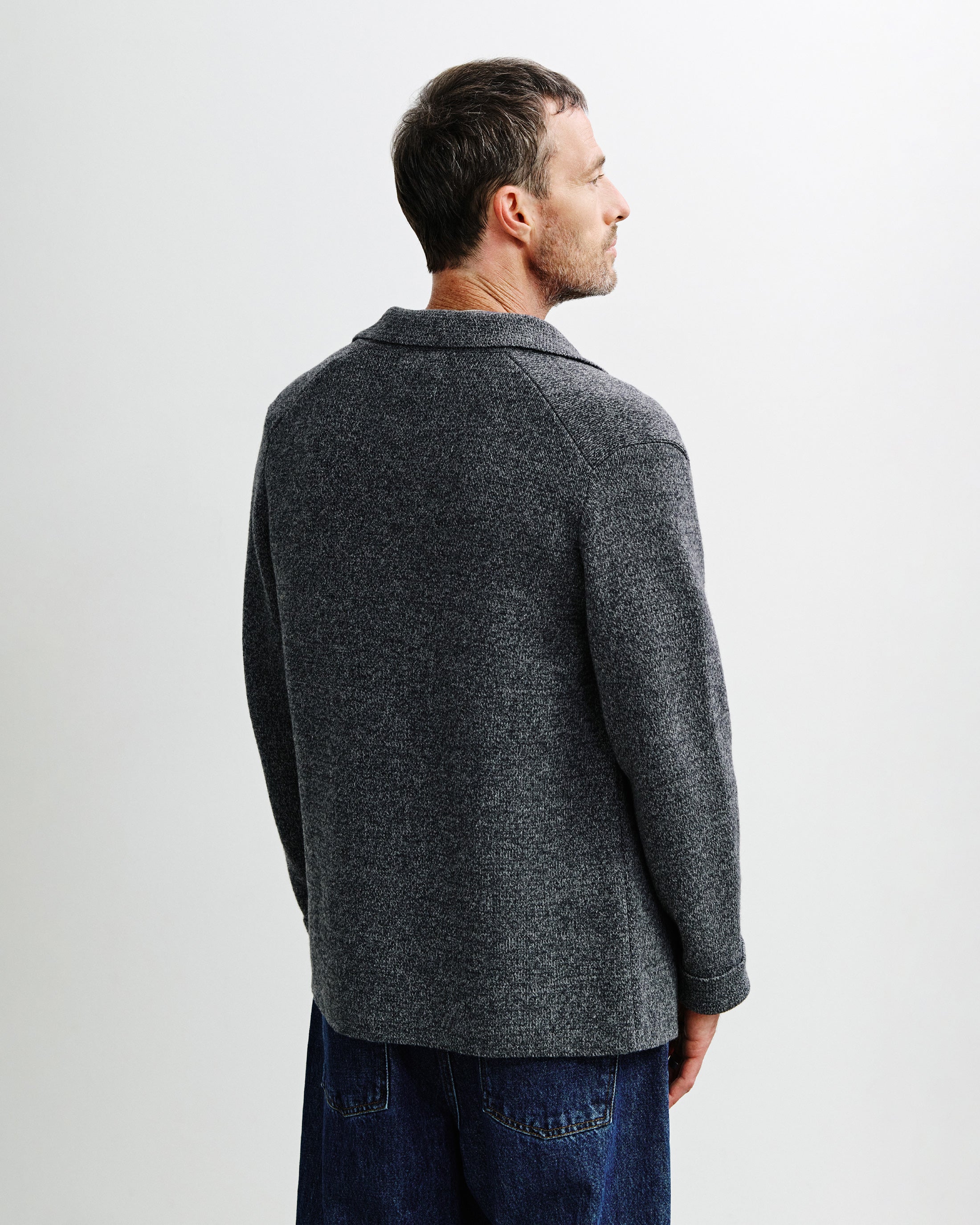 Grau Melange Strickjacke aus recycelter Wolle von Rotholz