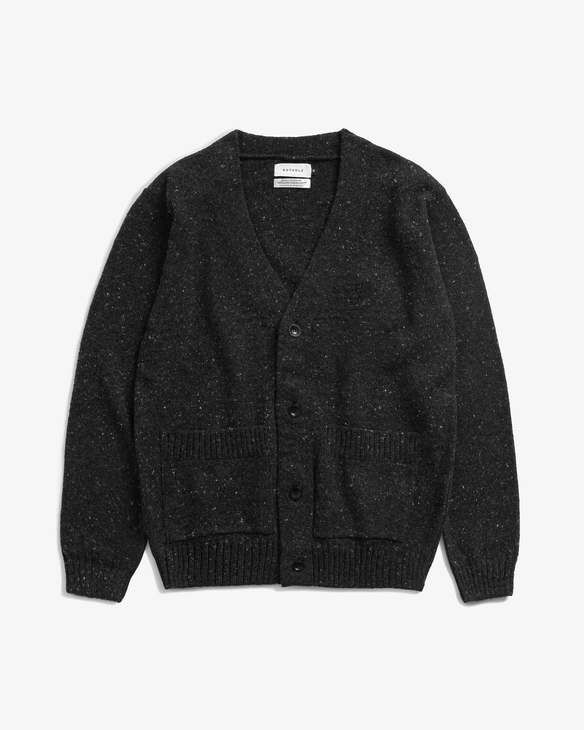 Schwarze Strickjacke aus Merinowolle von Rotholz