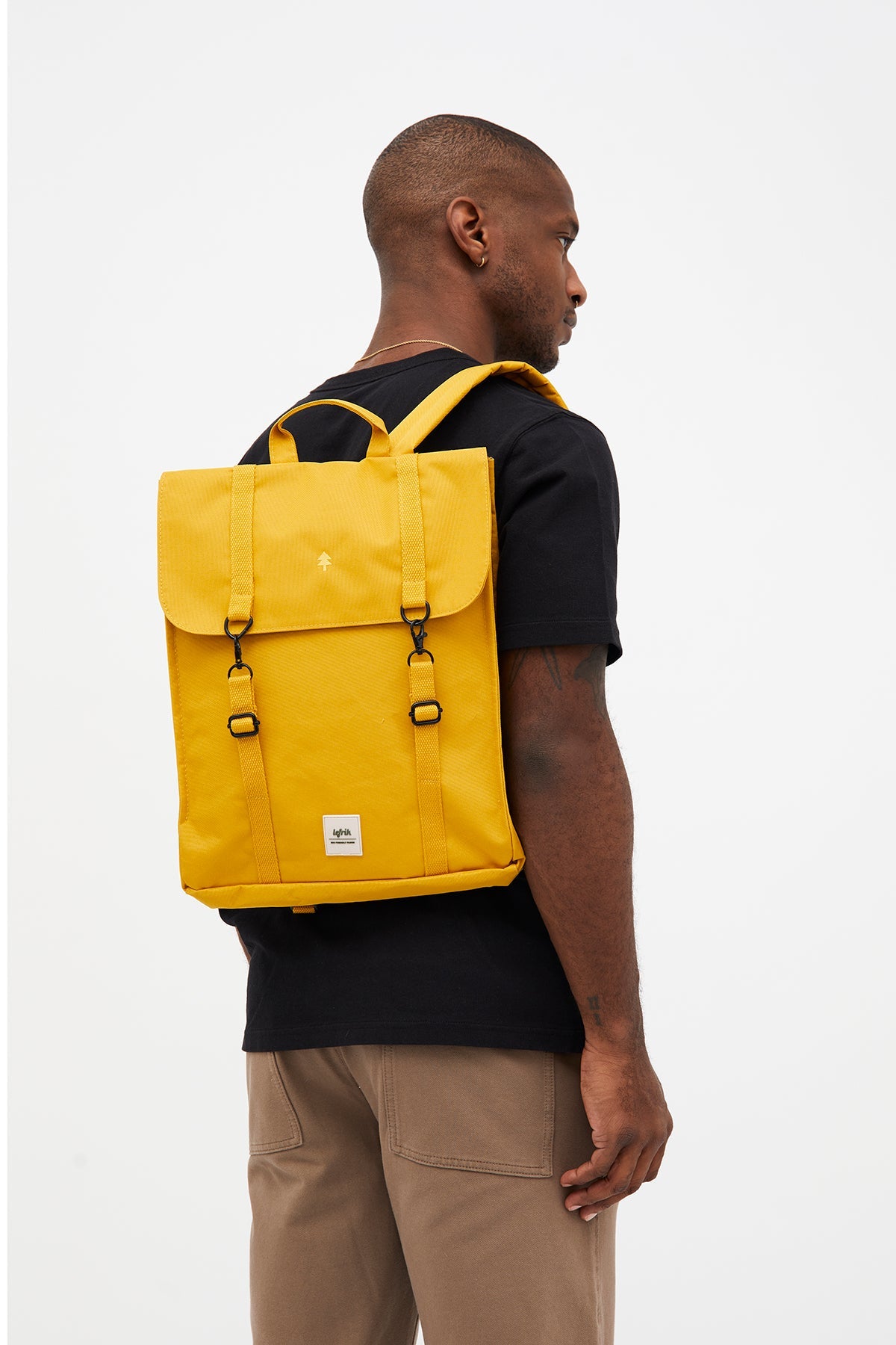 Yellow Handy Metal backpack made from recycled PET from Lefrik