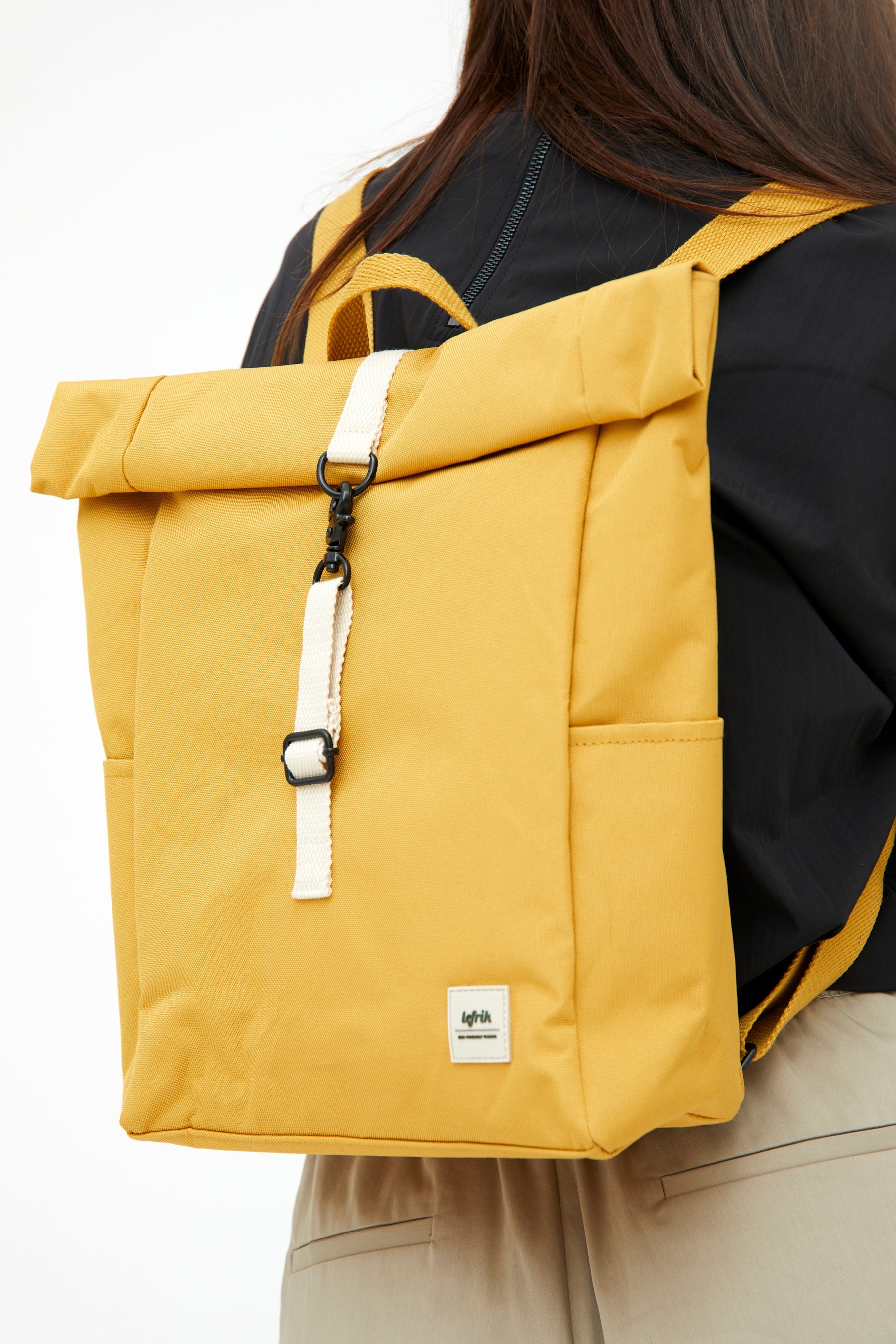 Yellow Roll Mini backpack made from recycled PET from Lefrik