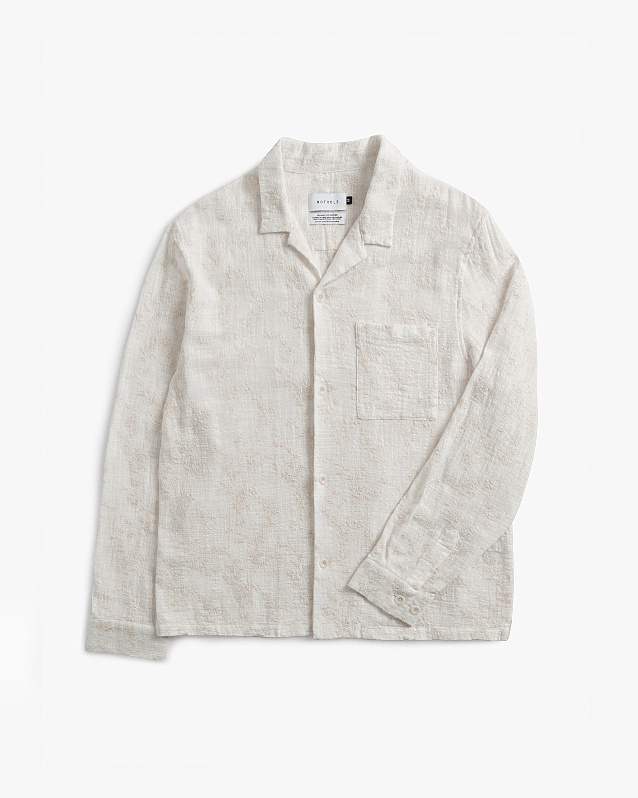 Weisses besticktes Hemd aus Bio-Baumwolle von Rotholz